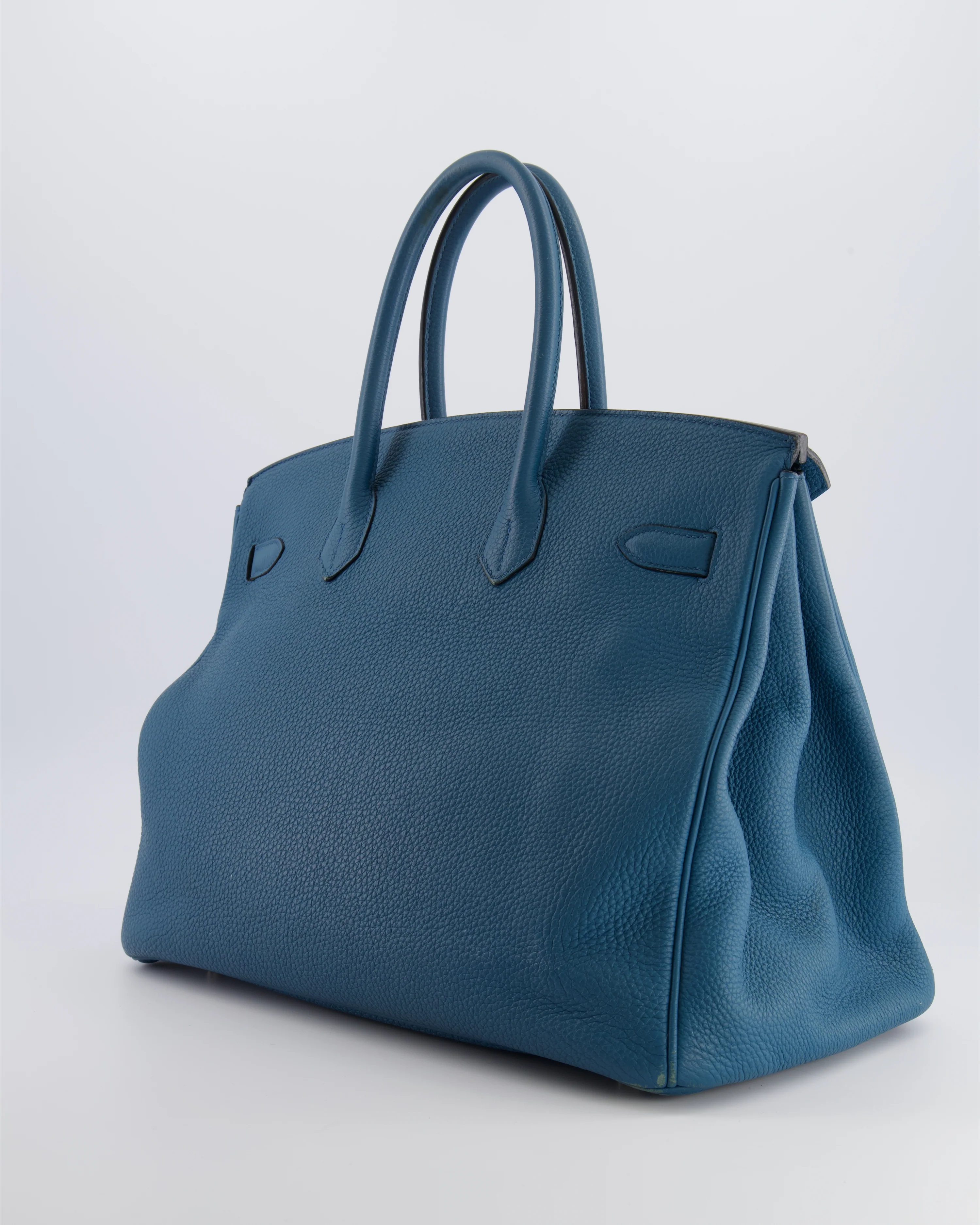 Hermès Birkin 35 Retourne Bag in Blue Jean Togo Leather with Palladium Hardware - Image 11