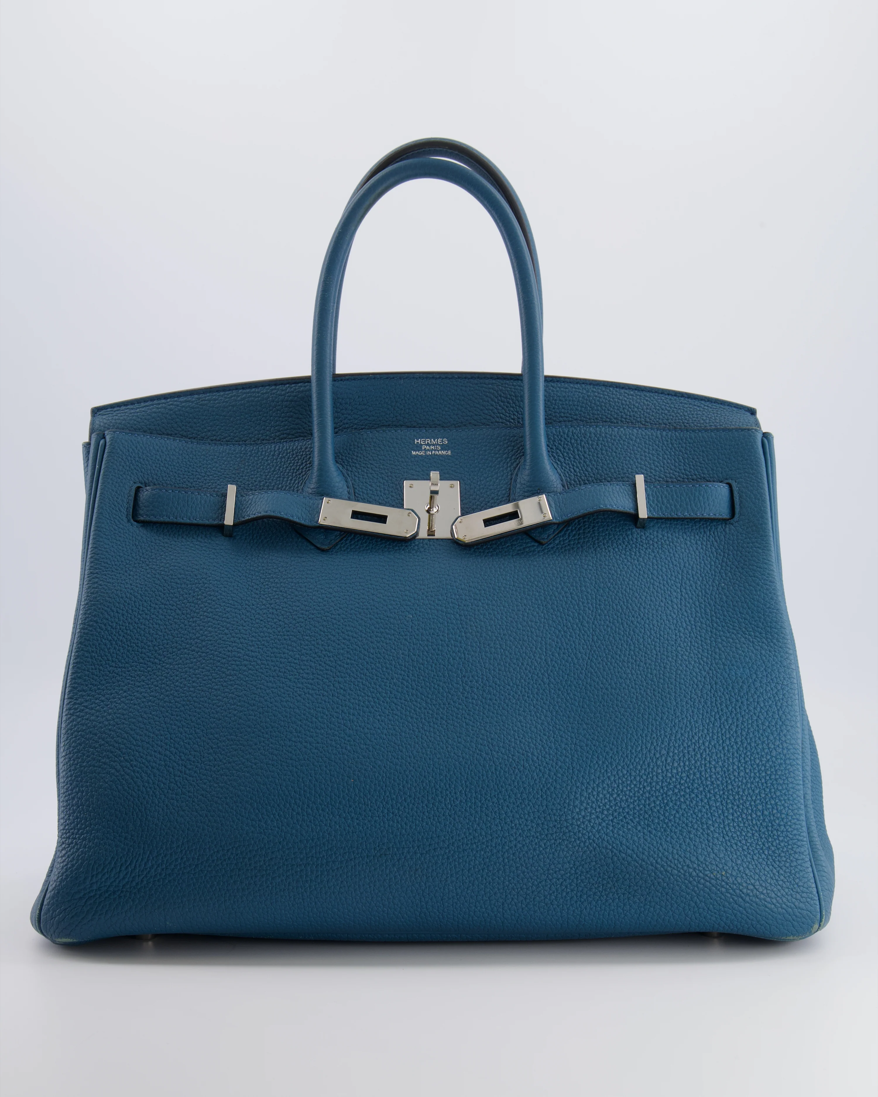 Hermès Birkin 35 Retourne Bag in Blue Jean Togo Leather with Palladium Hardware - Image 4