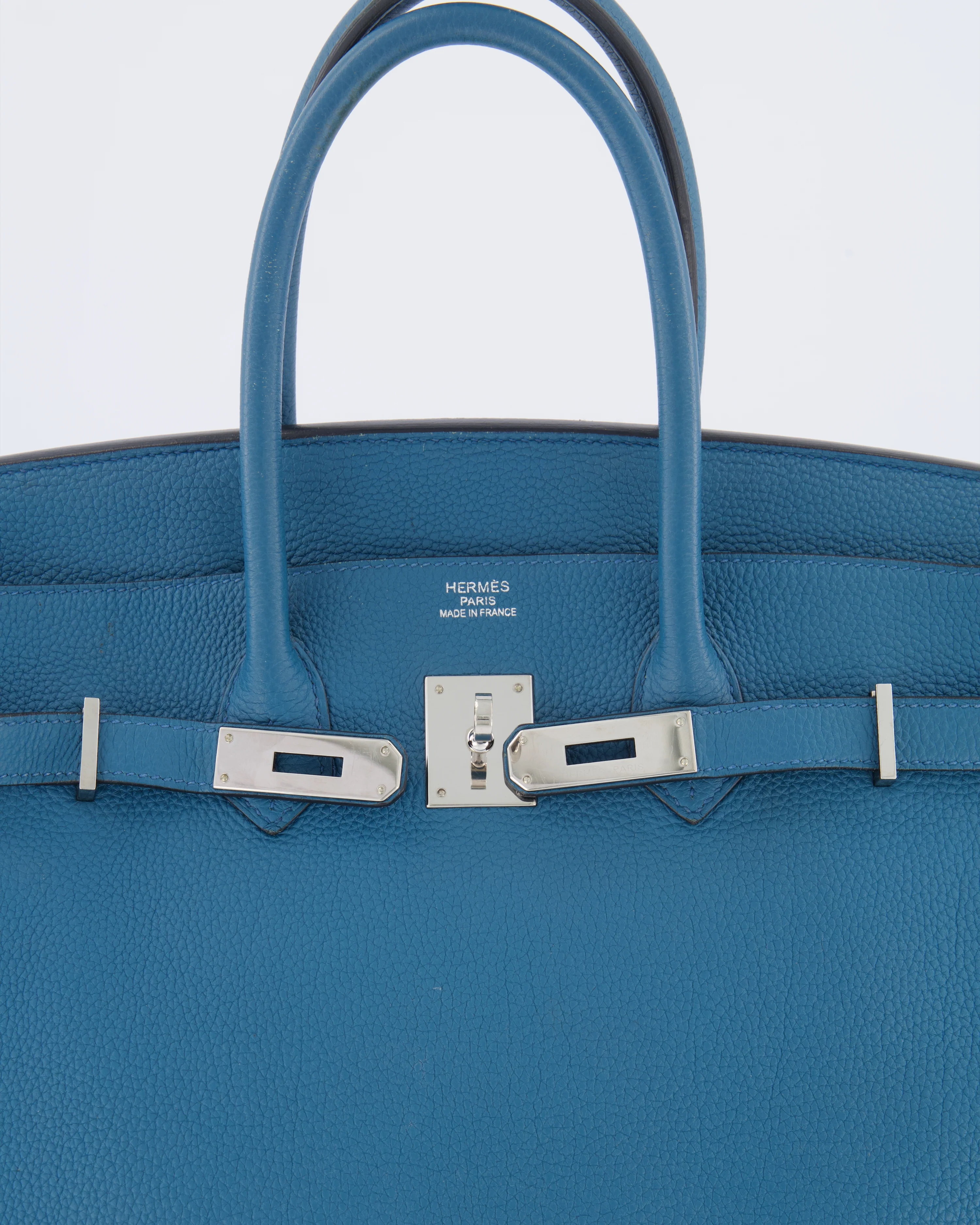Hermès Birkin 35 Retourne Bag in Blue Jean Togo Leather with Palladium Hardware - Image 5