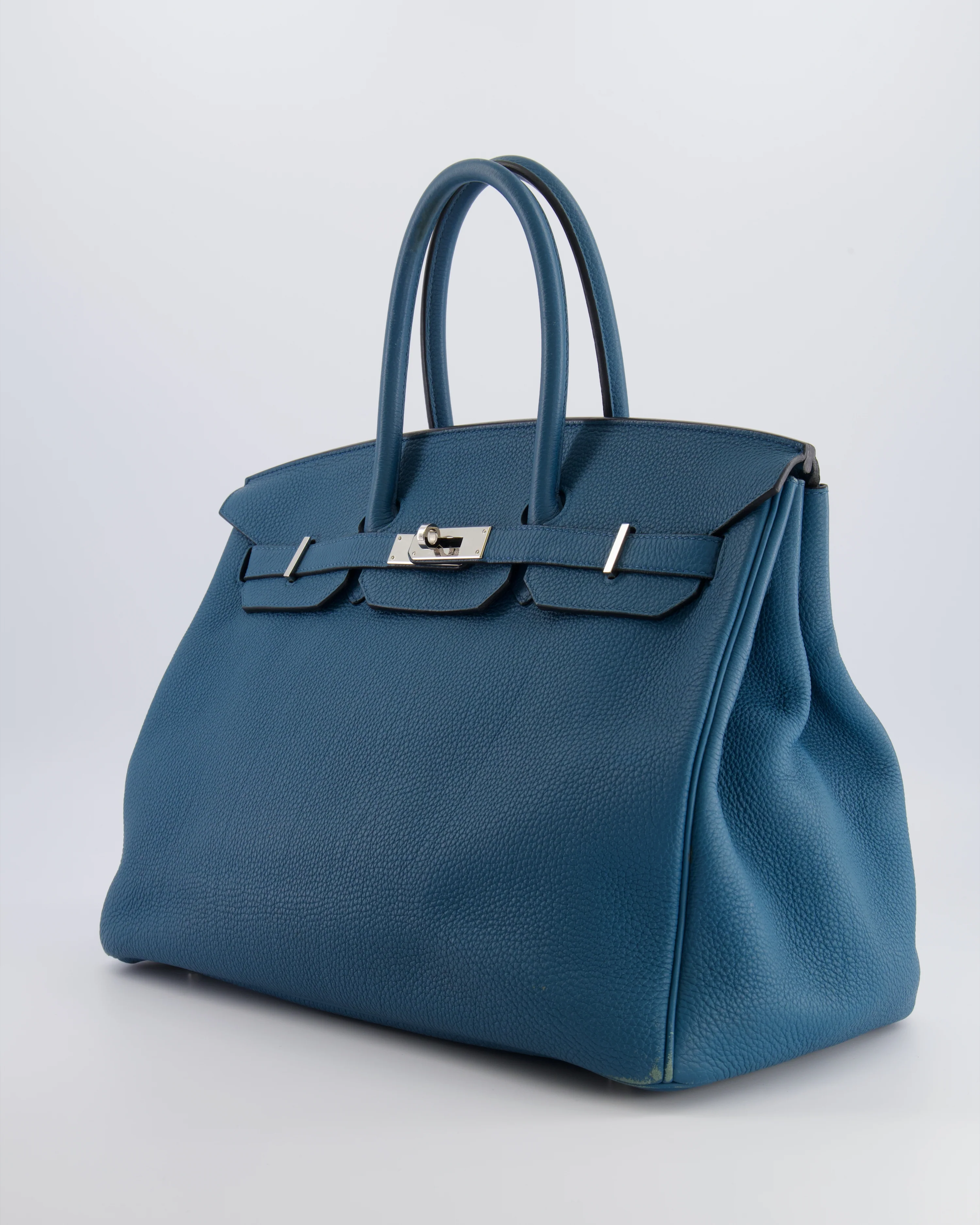 Hermès Birkin 35 Retourne Bag in Blue Jean Togo Leather with Palladium Hardware - Image 7