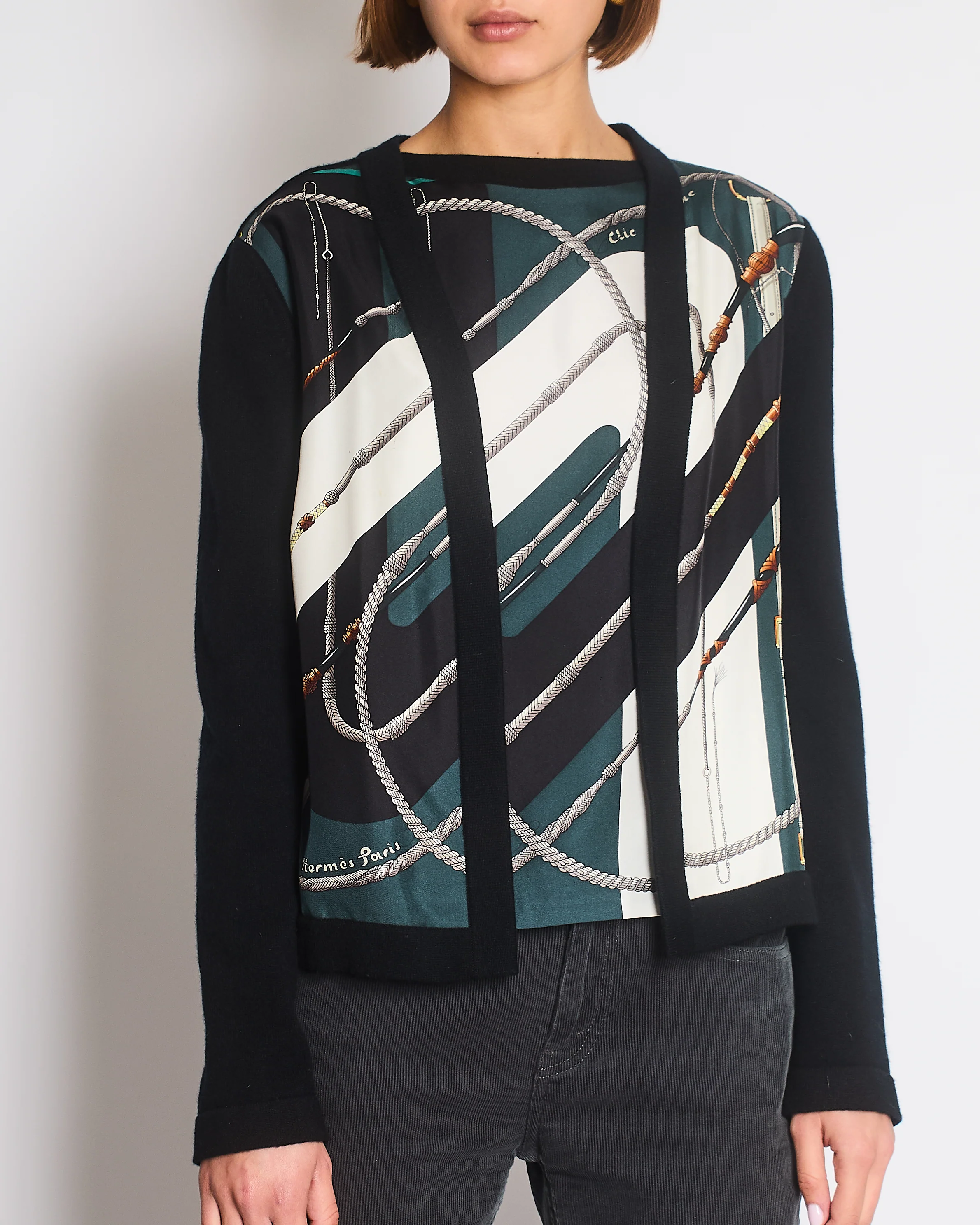 Hermès Black Clic Clac Two Piece Cardigan and Vest Set Size FR 40 (UK 12) - Image 3