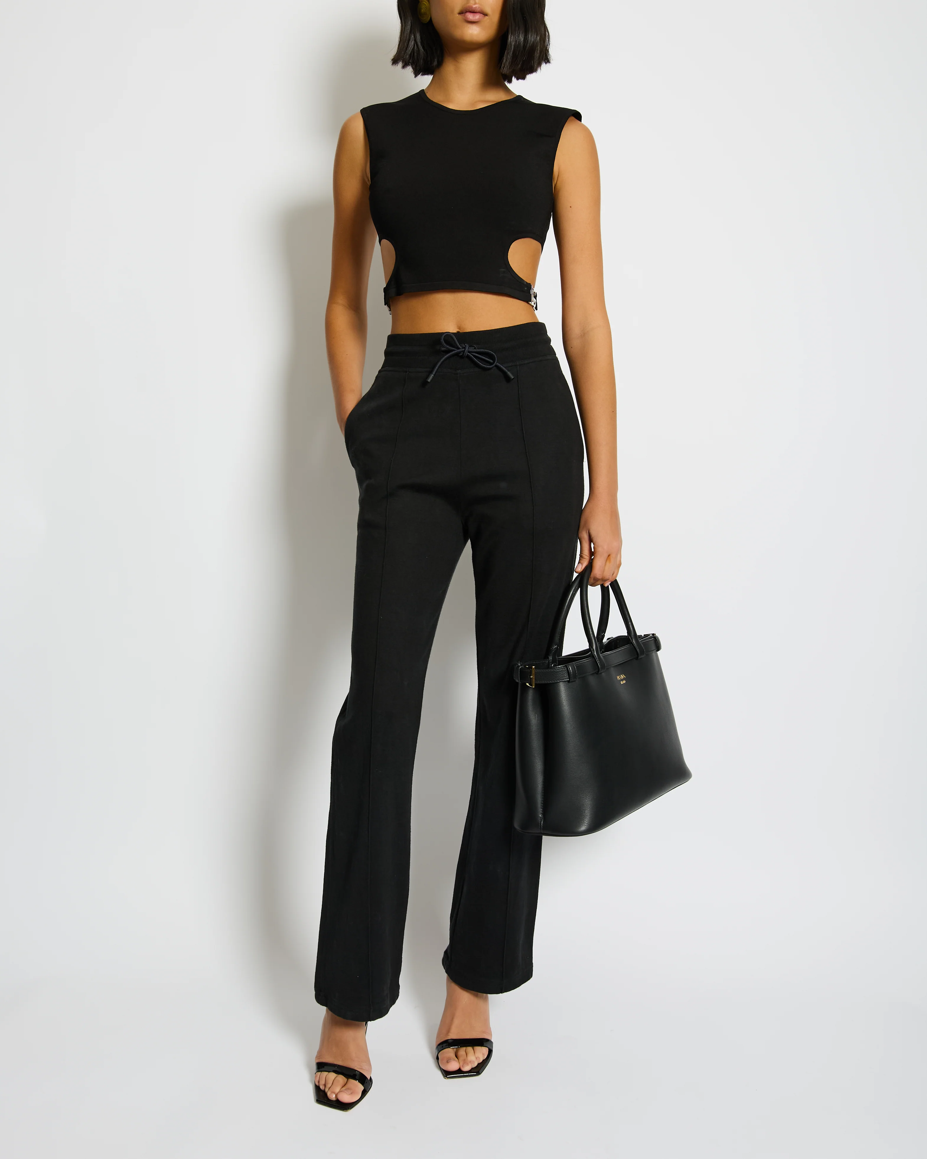 Hermès Black Cotton and Silk Trousers with Back Logo Detailing Size FR 34 (UK 6)