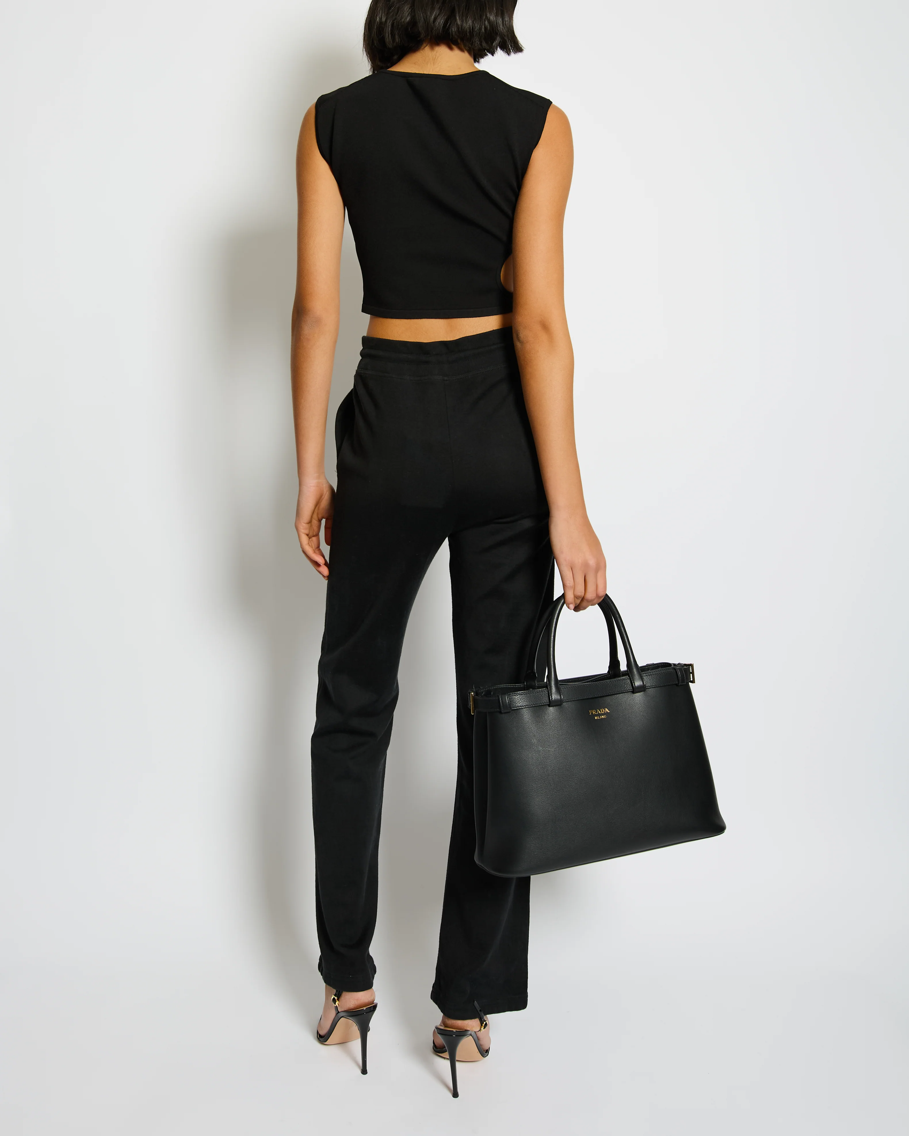 Hermès Black Cotton and Silk Trousers with Back Logo Detailing Size FR 34 (UK 6) - Image 2