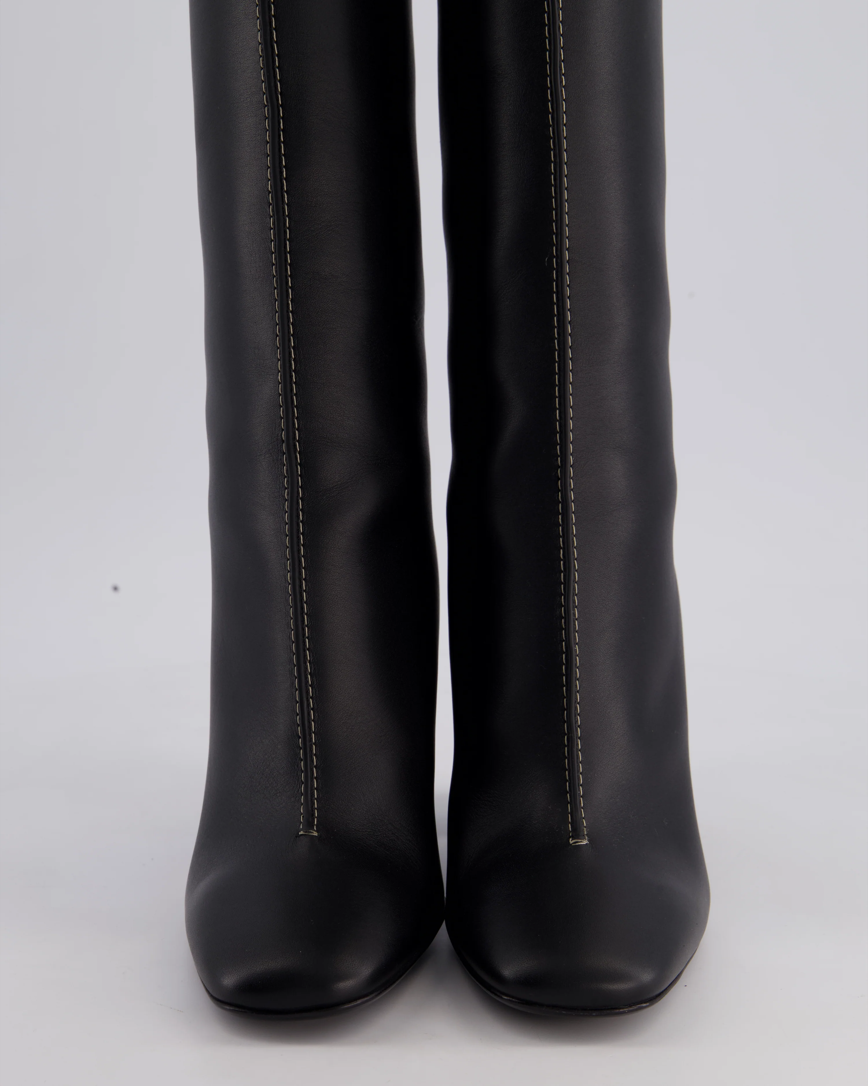 Hermès Black Dressage High Boots with White Contrast Stitch Details Size EU 37 - Image 4