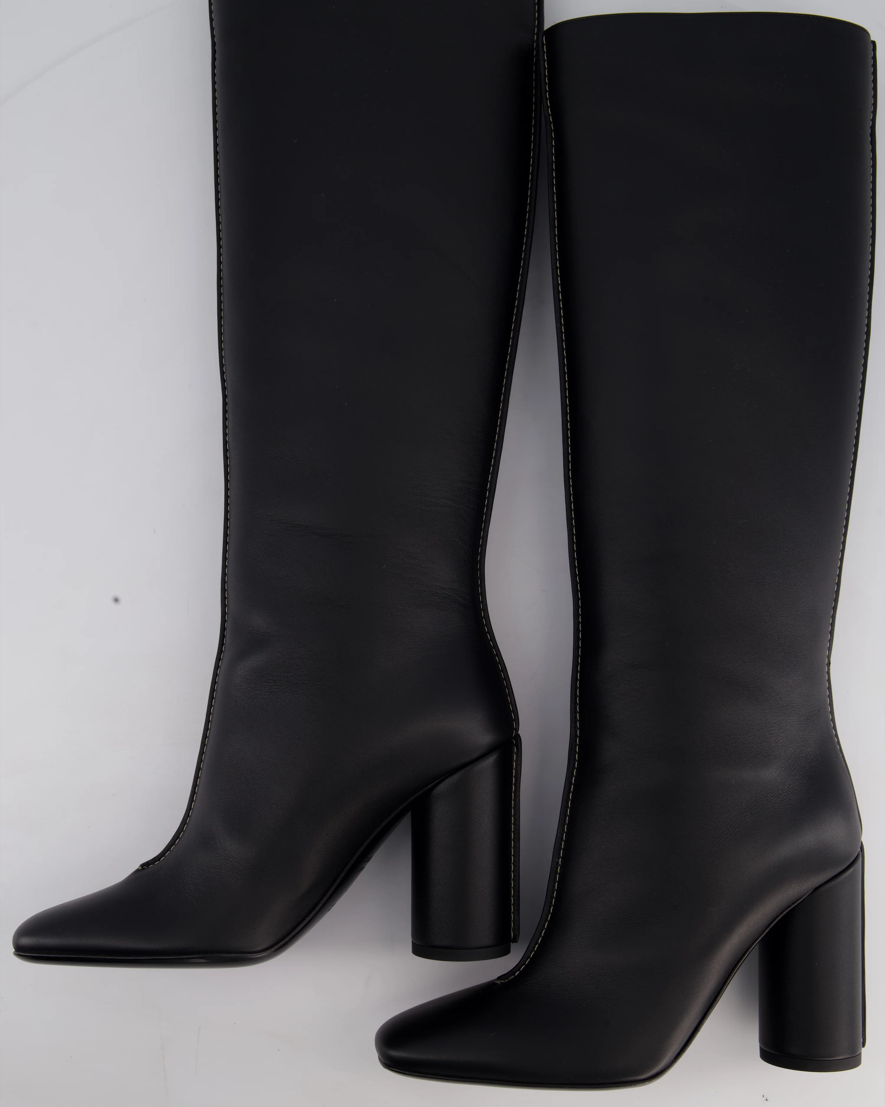Hermès Black Dressage High Boots with White Contrast Stitch Details Size EU 37 - Image 7