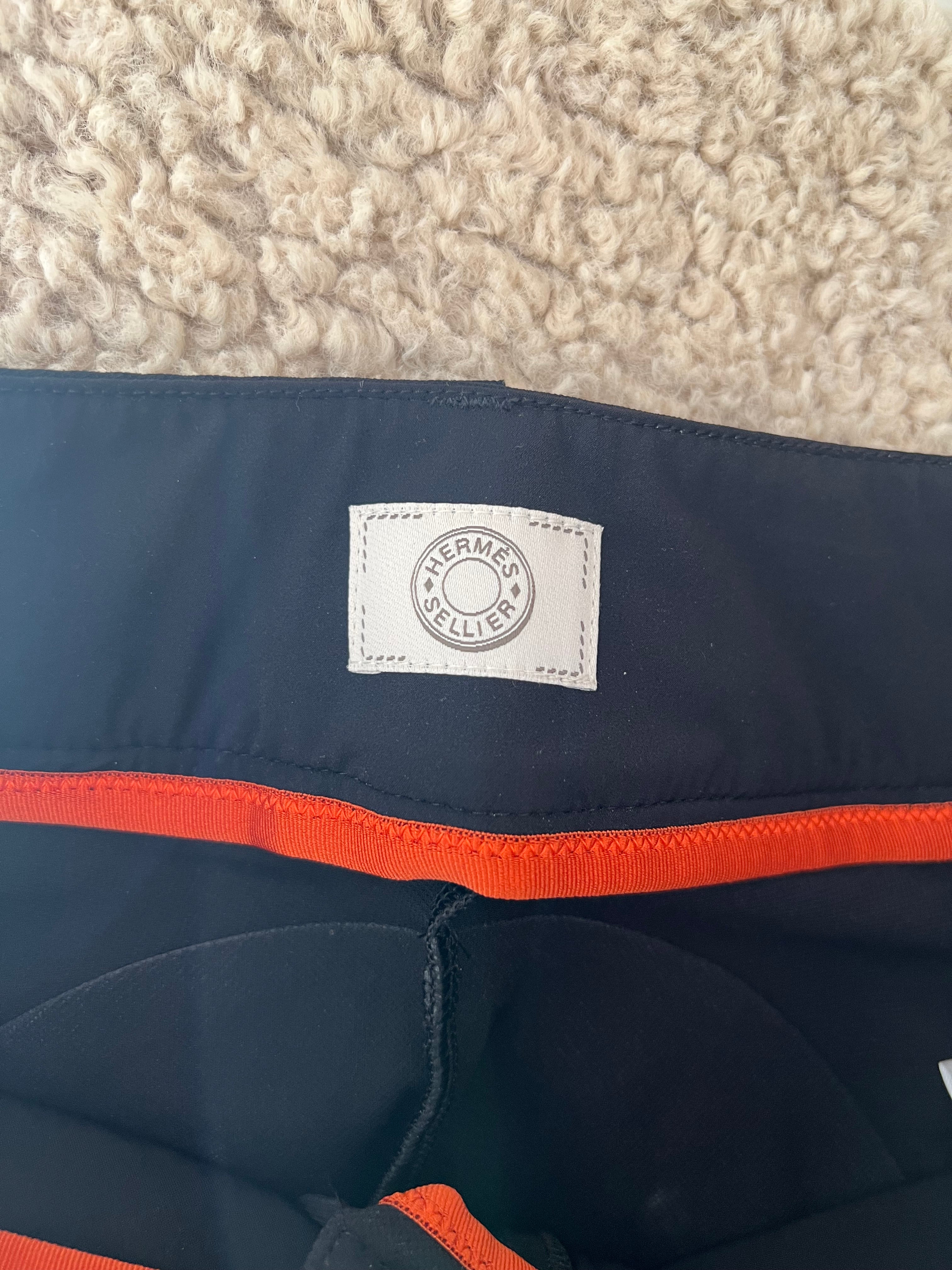Hermès Black Riding Trousers with Orange Detail and Silver Logo Buttons Size FR 34 (UK 6) RRP £900 - Image 10