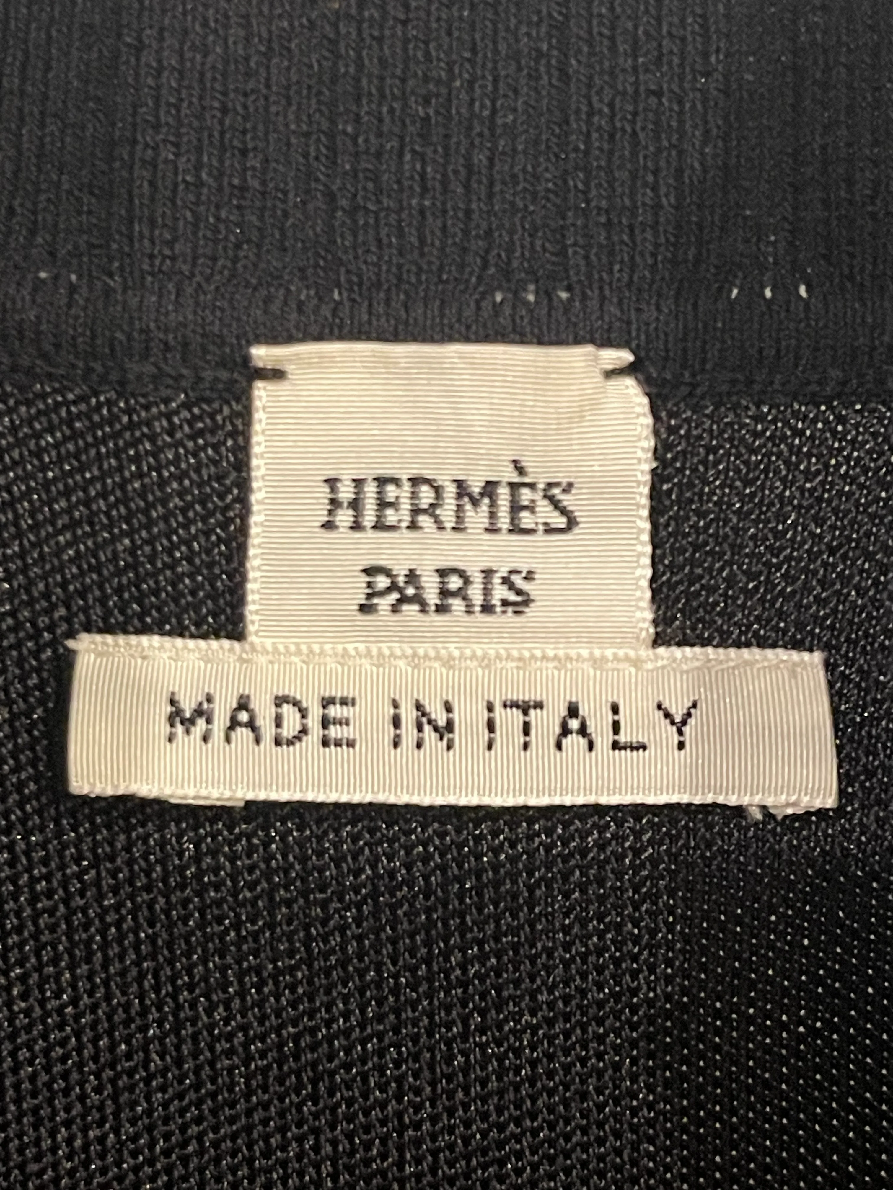 Hermès Black Ruffle Long Sleeve Top with Collar Detail Size FR 34 (UK 6) - Image 13