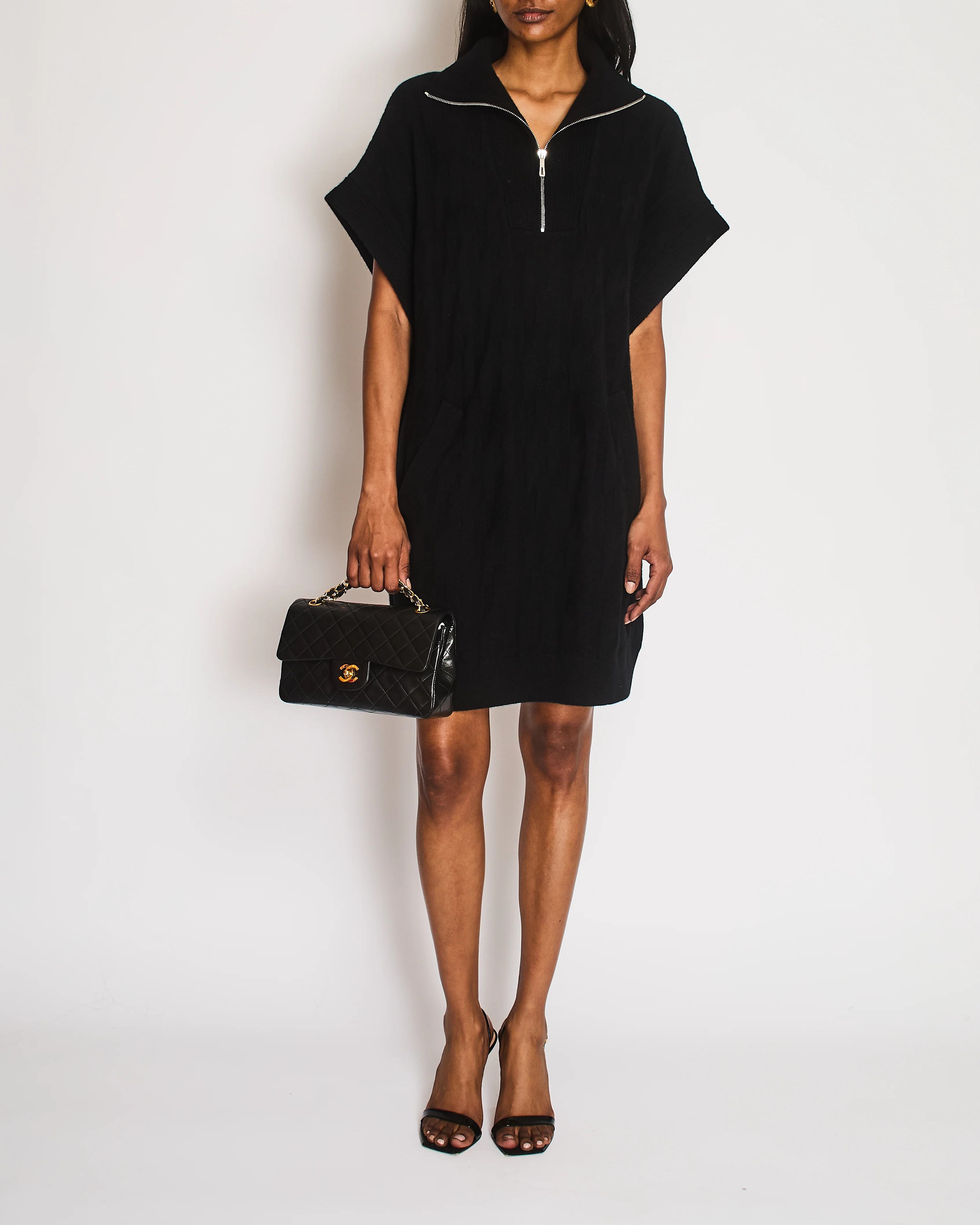 Hermès Black Wool Vest with Silver Zip Size FR 38 (UK 10) - Image 3