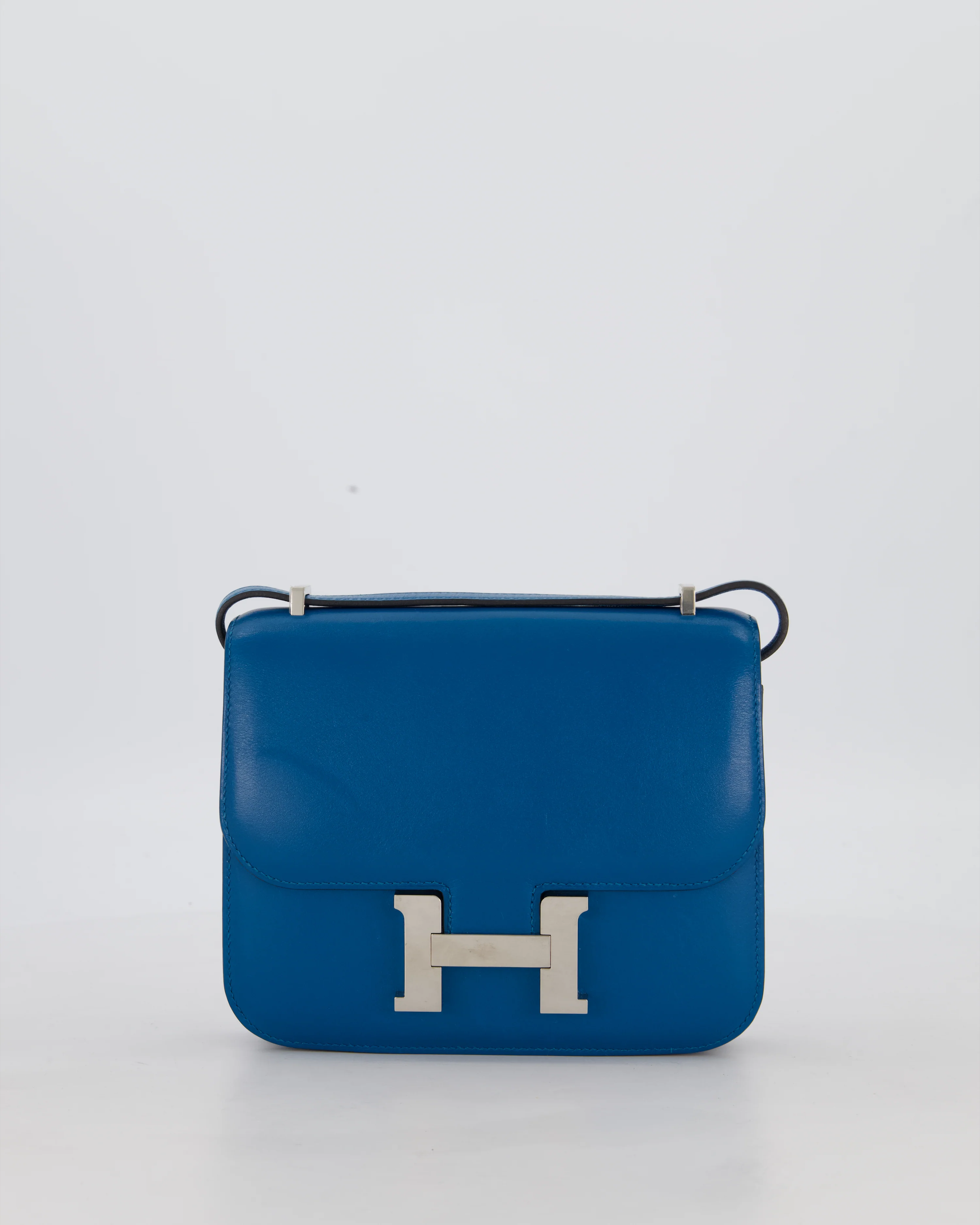 Hermès Mini Constance III 18 Bag in Bleu Izmir Tadelakt Leather with Palladium Hardware