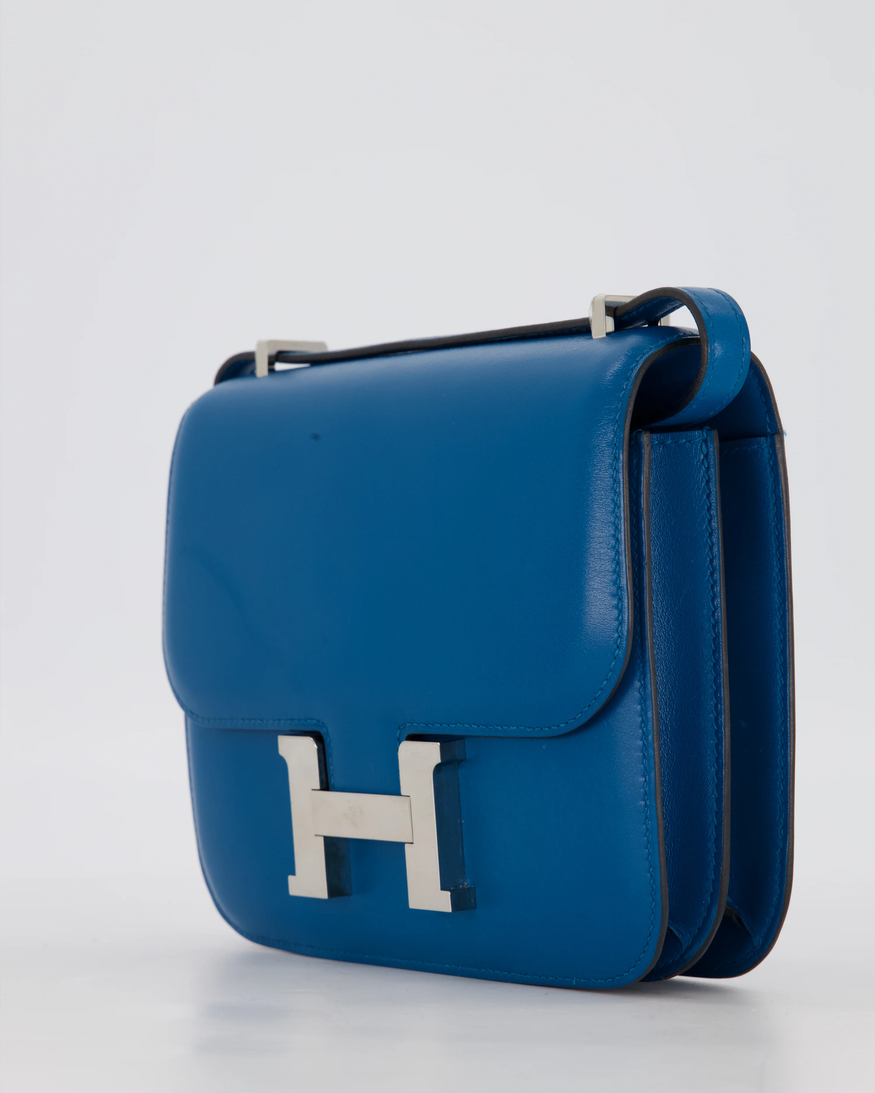 Hermès Mini Constance III 18 Bag in Bleu Izmir Tadelakt Leather with Palladium Hardware - Image 11