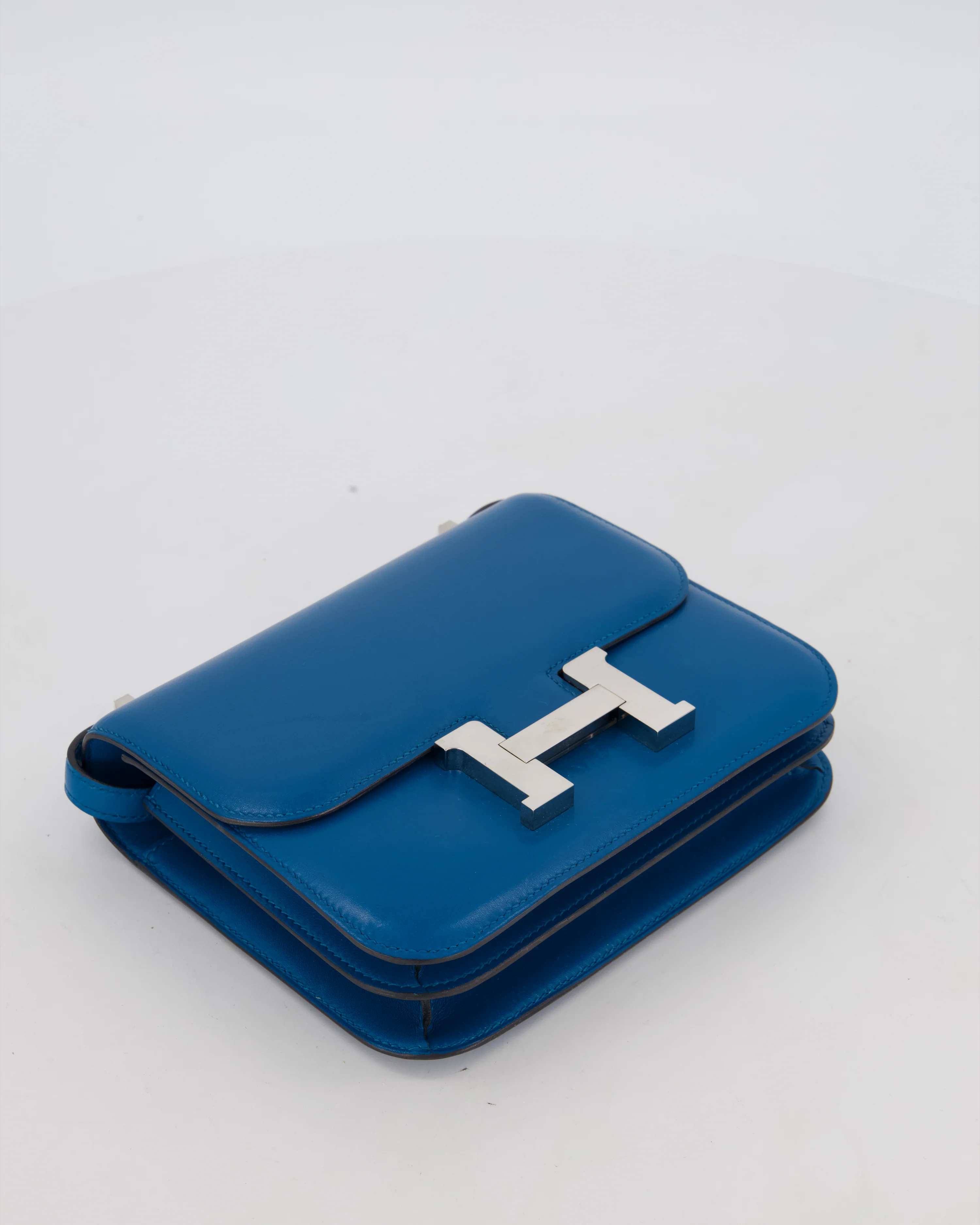 Hermès Mini Constance III 18 Bag in Bleu Izmir Tadelakt Leather with Palladium Hardware - Image 16