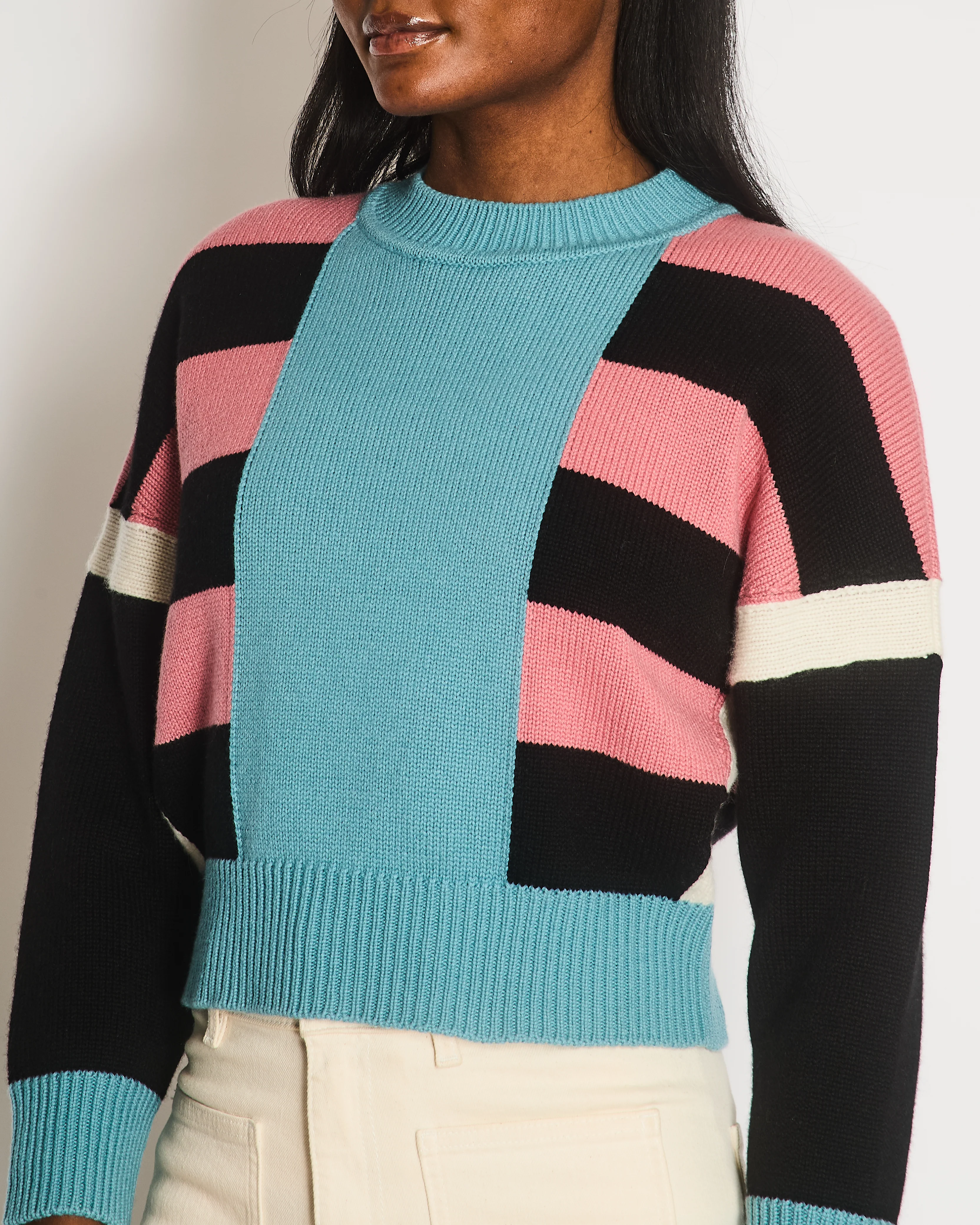 Hermès Fall 2024 Blue, Black and Pink Cashmere Striped Jumper Size FR 38 (UK 10) - Image 2
