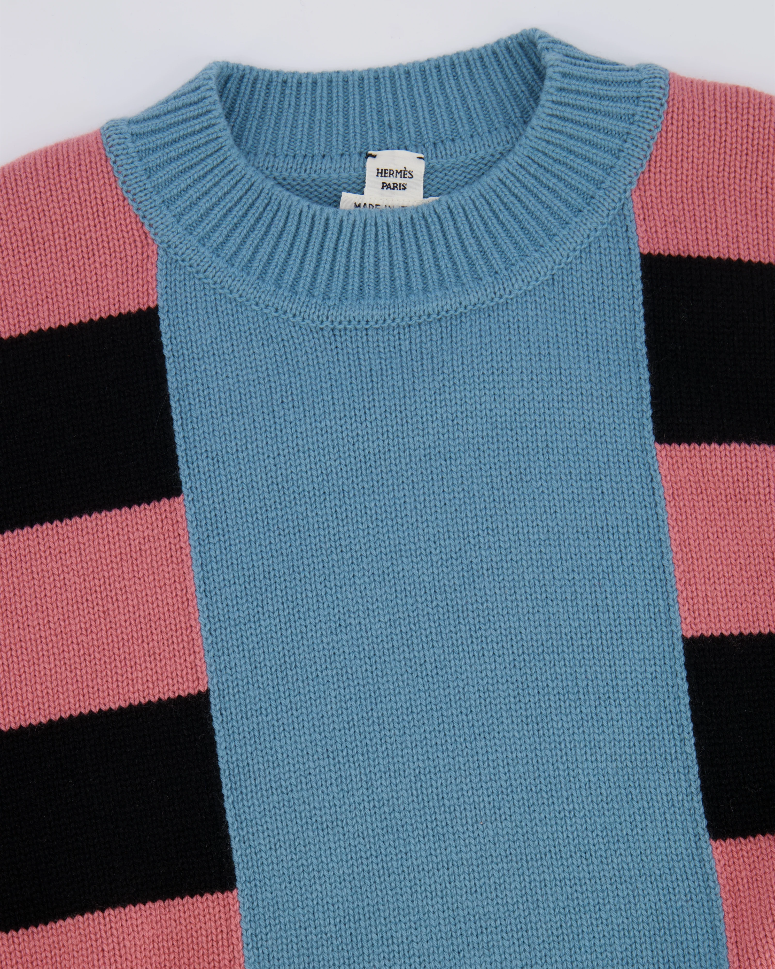 Hermès Fall 2024 Blue, Black and Pink Cashmere Striped Jumper Size FR 38 (UK 10) - Image 7