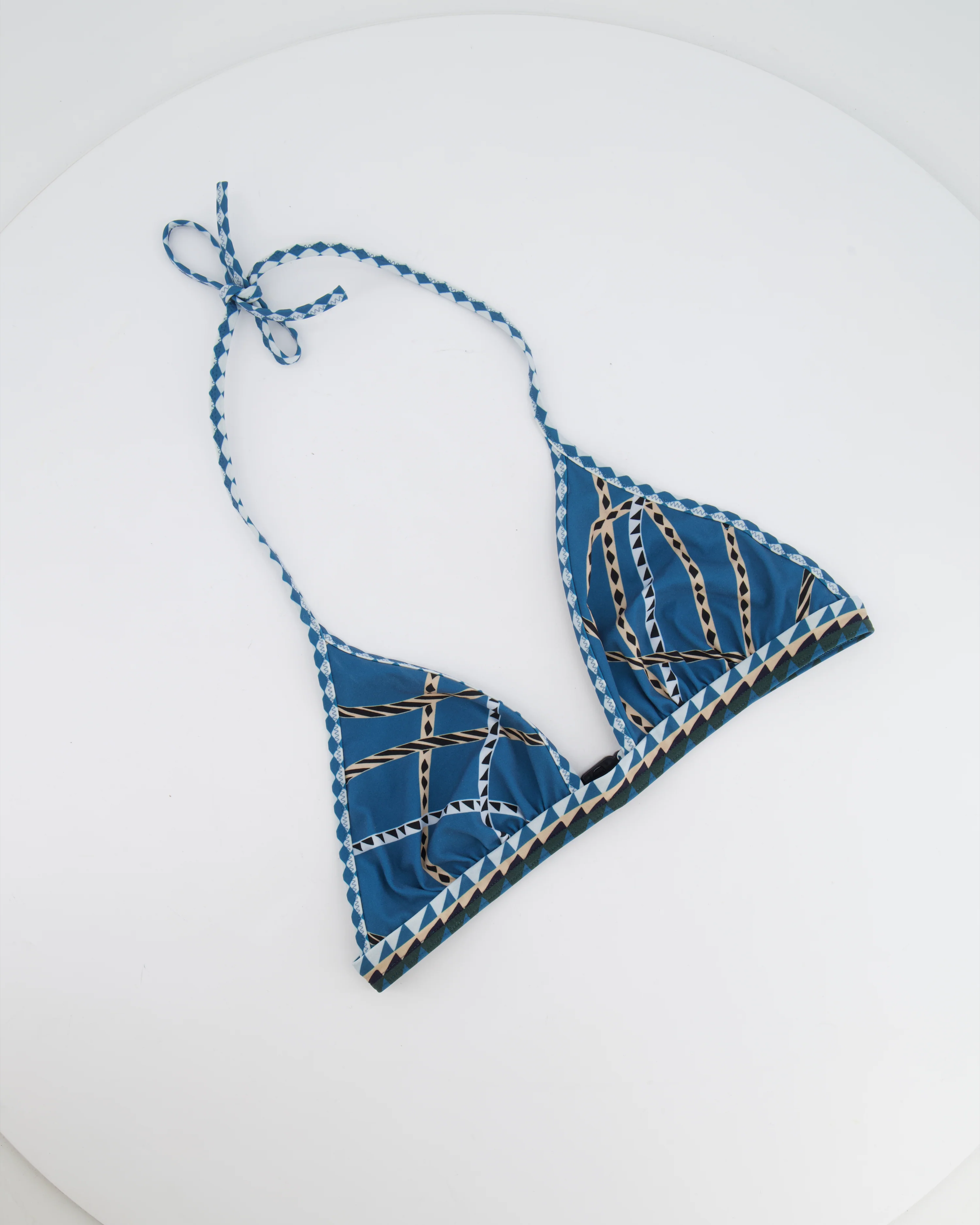 Hermès Bleu Cambridge Beverly Printed Two-Piece Swimsuit Size FR 36 (UK 8) RRP £515 - Image 6