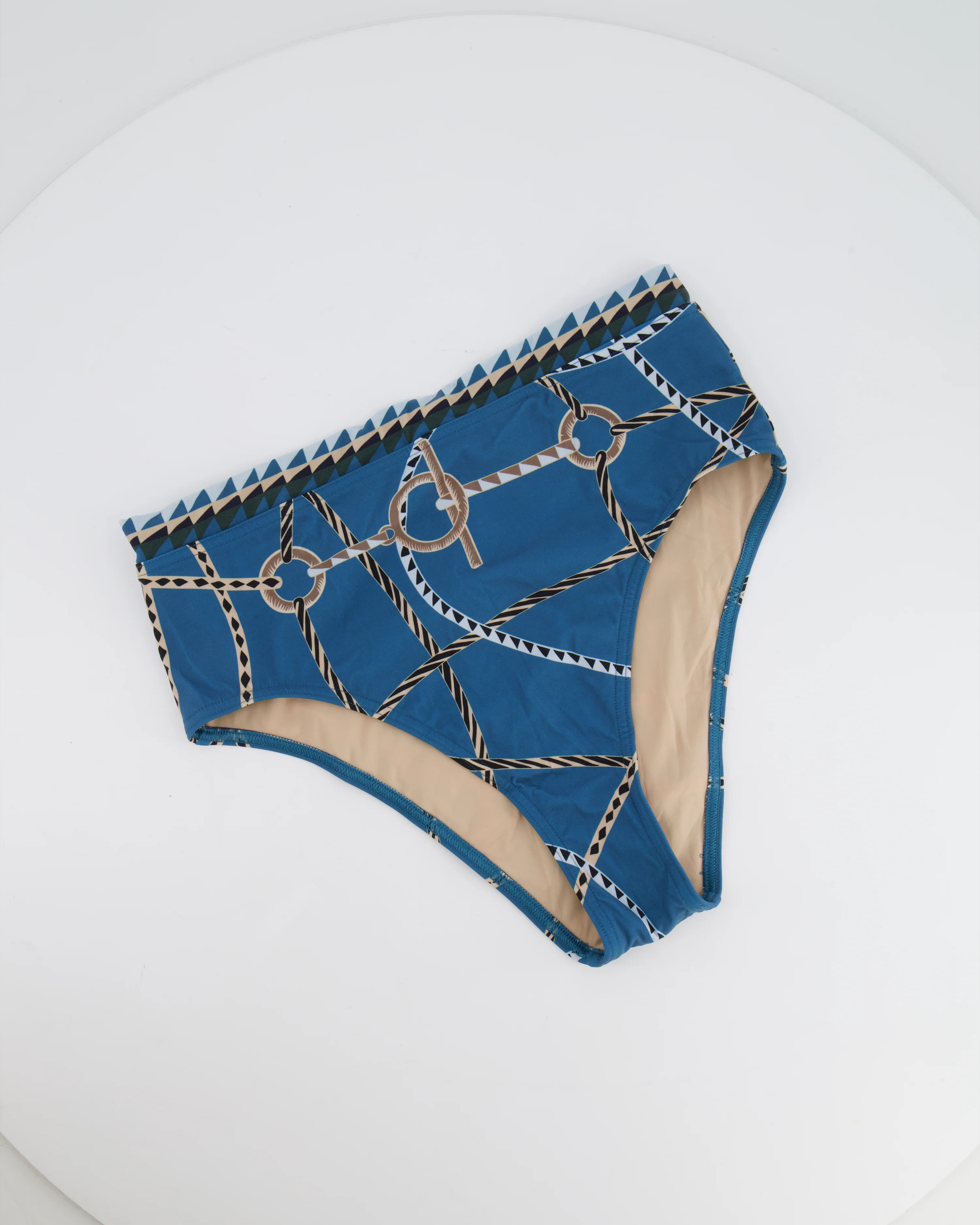 Hermès Bleu Cambridge Beverly Printed Two-Piece Swimsuit Size FR 36 (UK 8) RRP £515 - Image 7