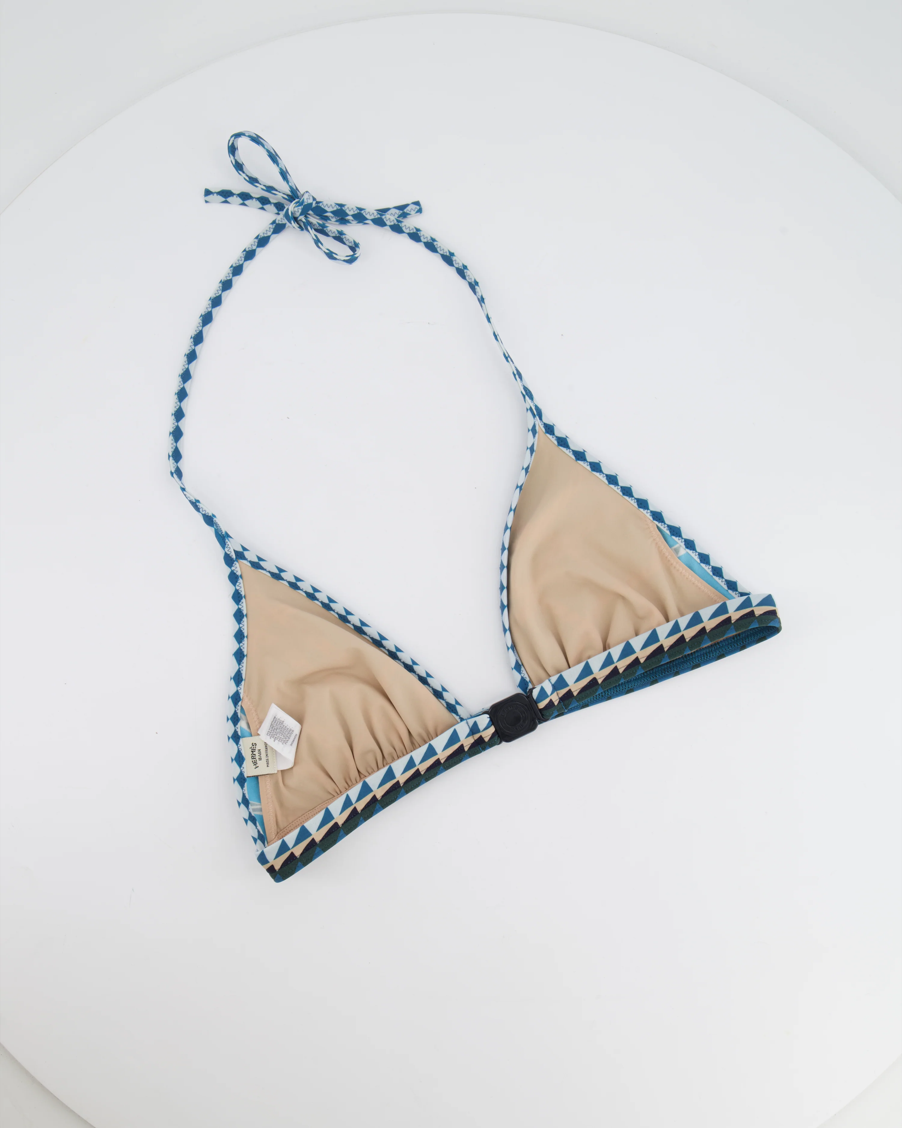 Hermès Bleu Cambridge Beverly Printed Two-Piece Swimsuit Size FR 36 (UK 8) RRP £515 - Image 8