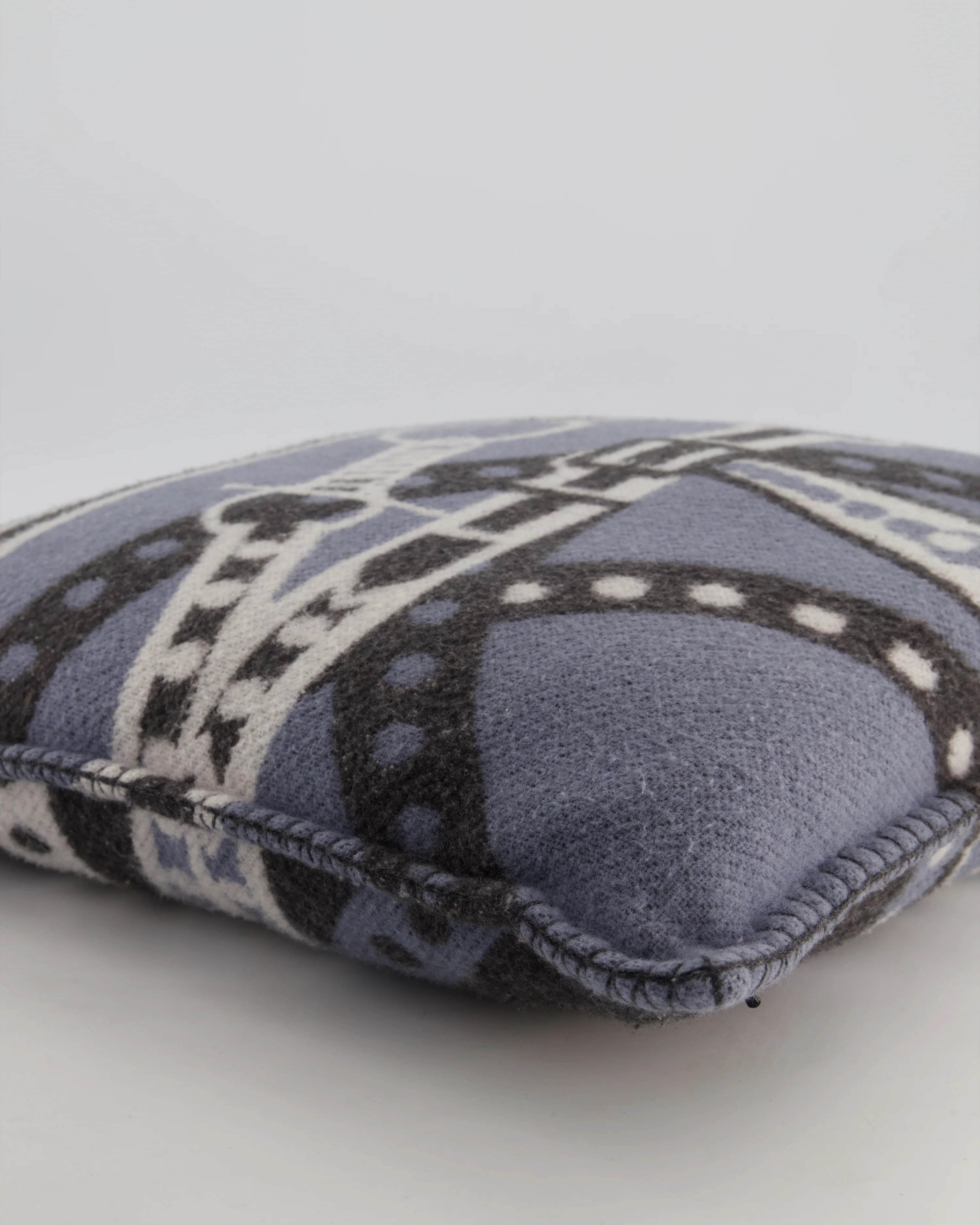 Hermès Blue, Noir and Ecru Ardoise Grand Tralala Pillow Size 50 cm - Image 4