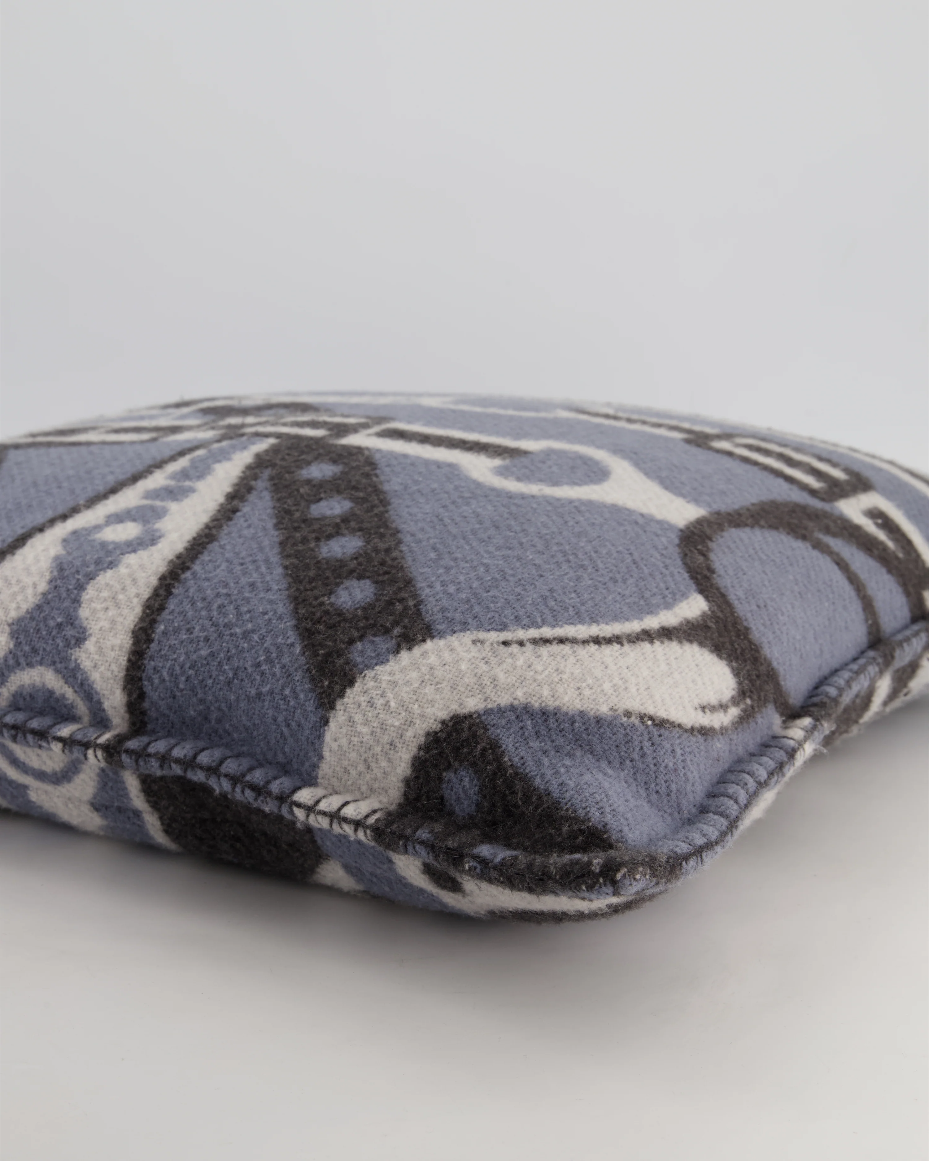 Hermès Blue, Noir and Ecru Ardoise Grand Tralala Pillow Size 50 cm - Image 5
