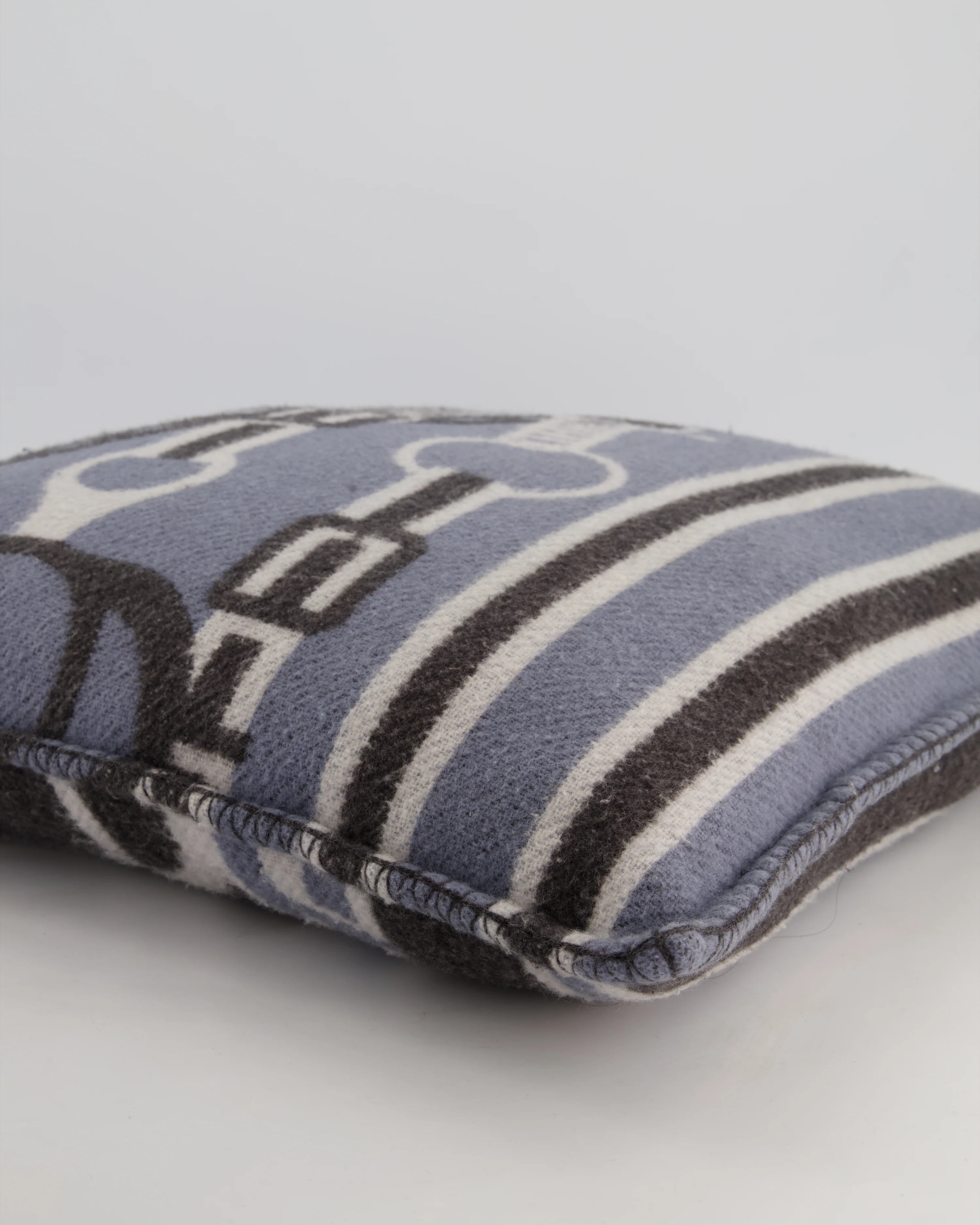 Hermès Blue, Noir and Ecru Ardoise Grand Tralala Pillow Size 50 cm - Image 6