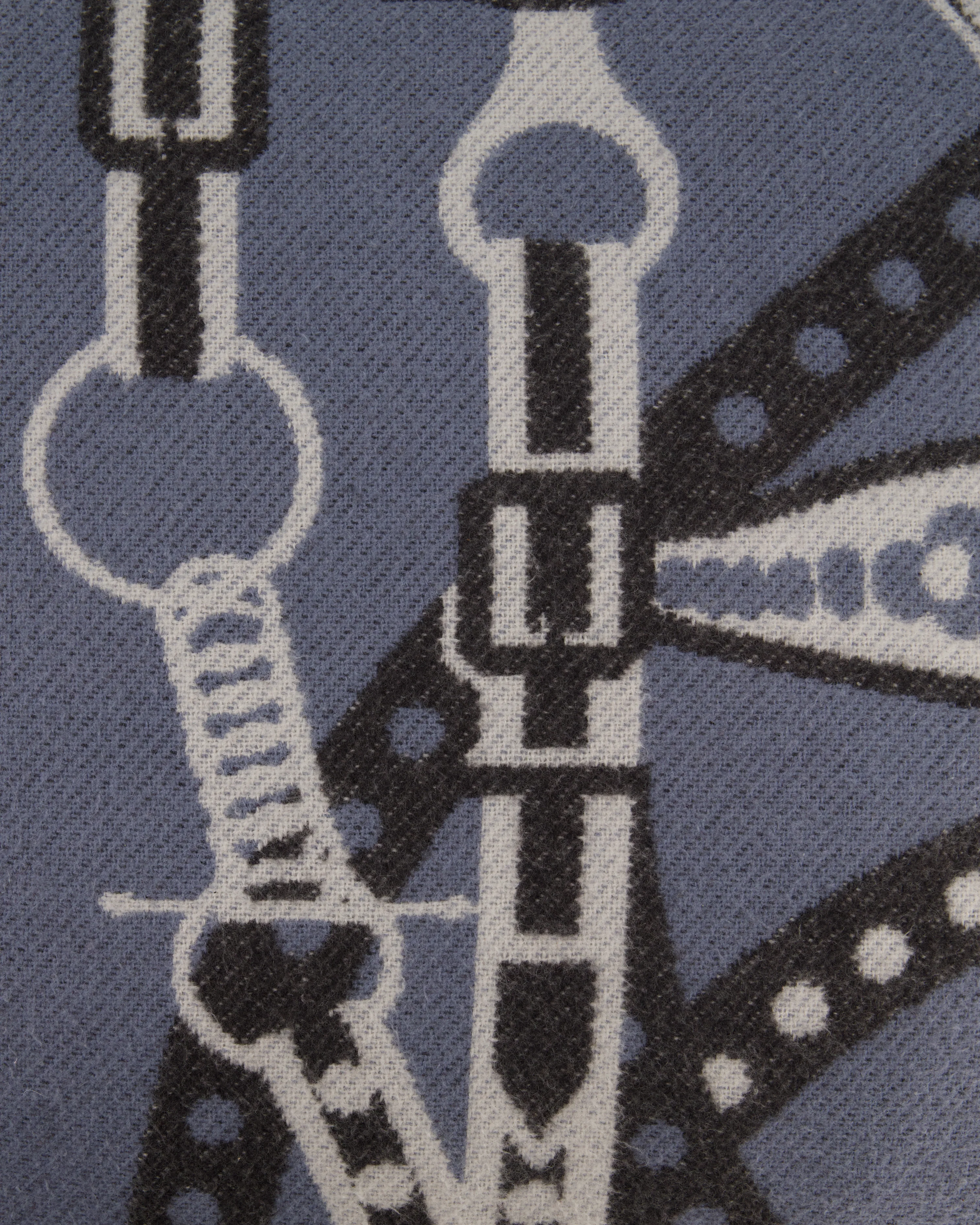 Hermès Blue, Noir and Ecru Ardoise Grand Tralala Pillow Size 50 cm - Image 8