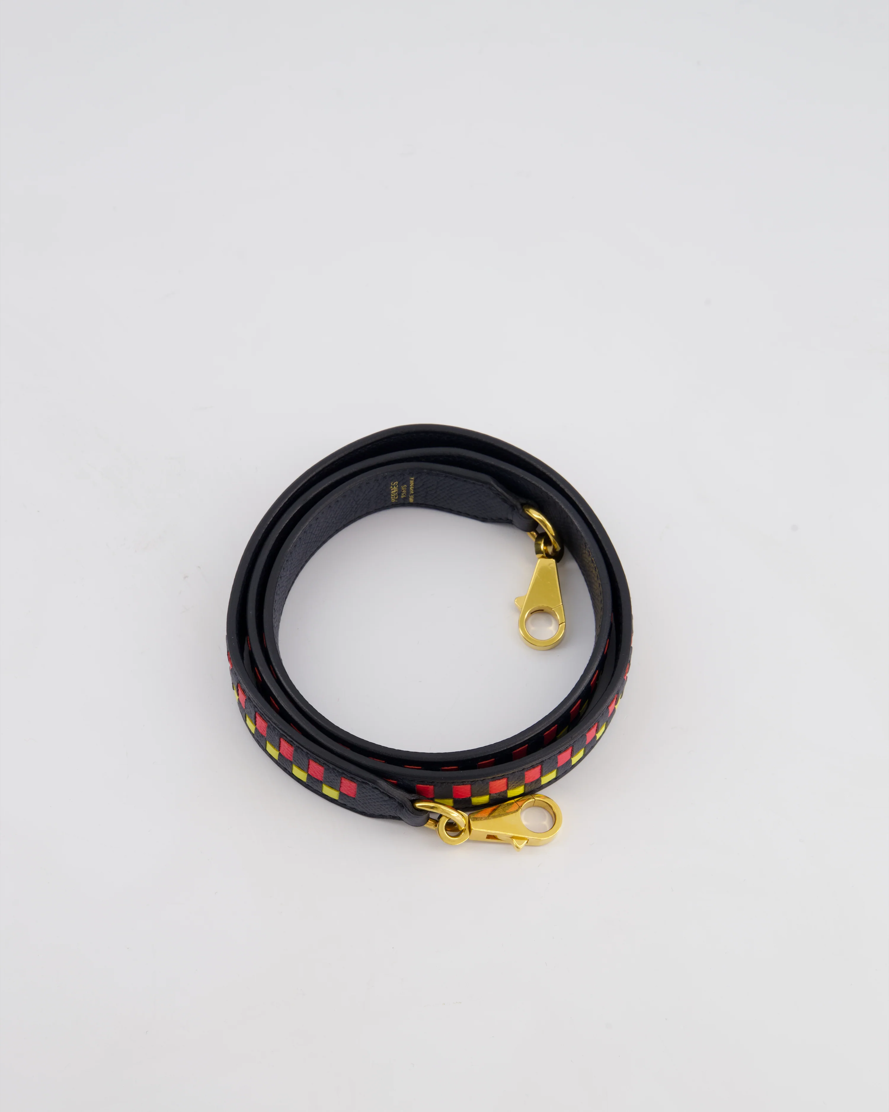 Hermès Blue Nuit Epsom Leather Tressage 25mm Bag Strap with Gold Hardware - Image 2