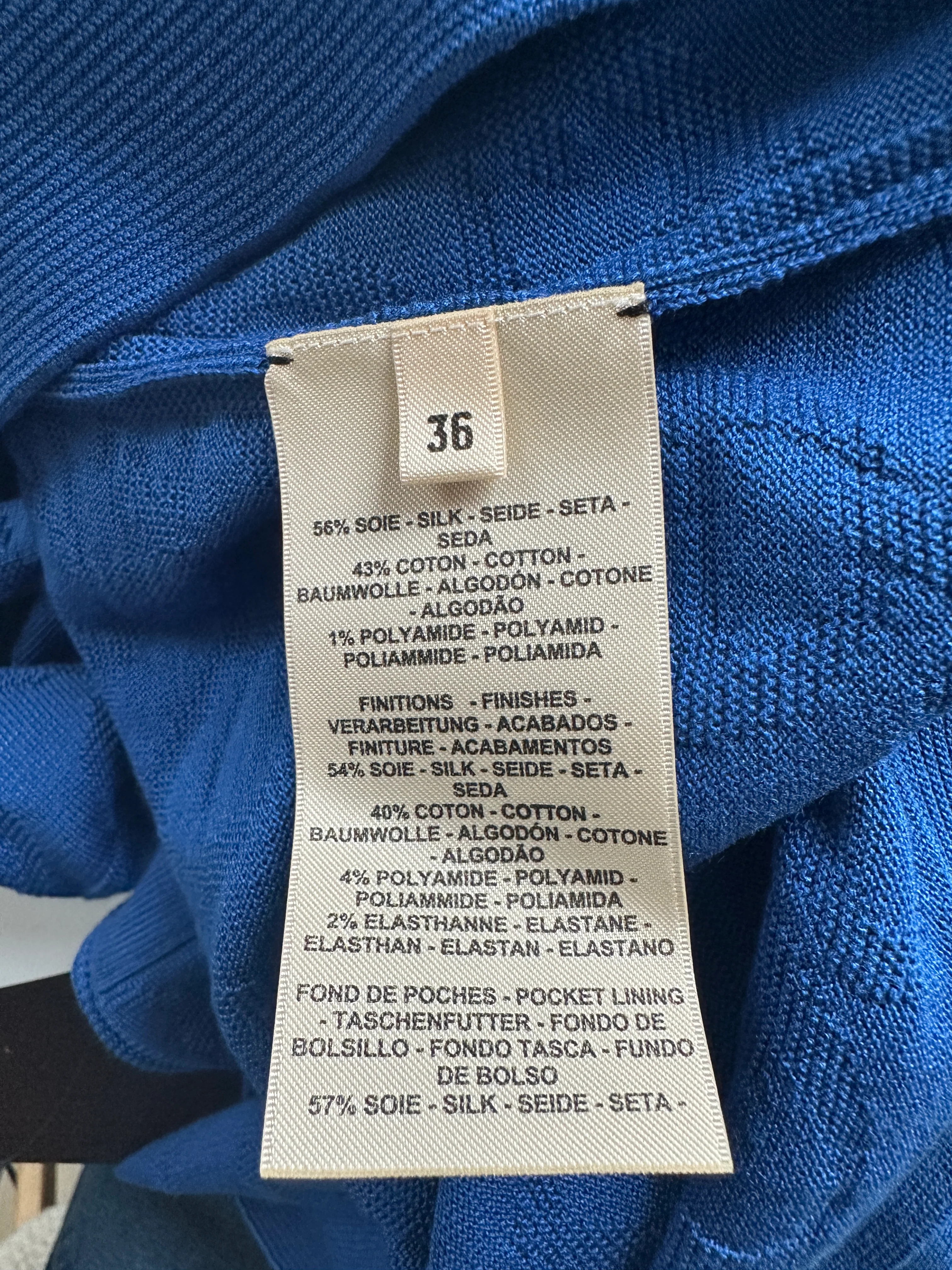 Hermès Electric Blue Silk & Cotton Long Cardigan with Chaine D'Ancre Buttons Size FR 36 (UK 8) - Image 12