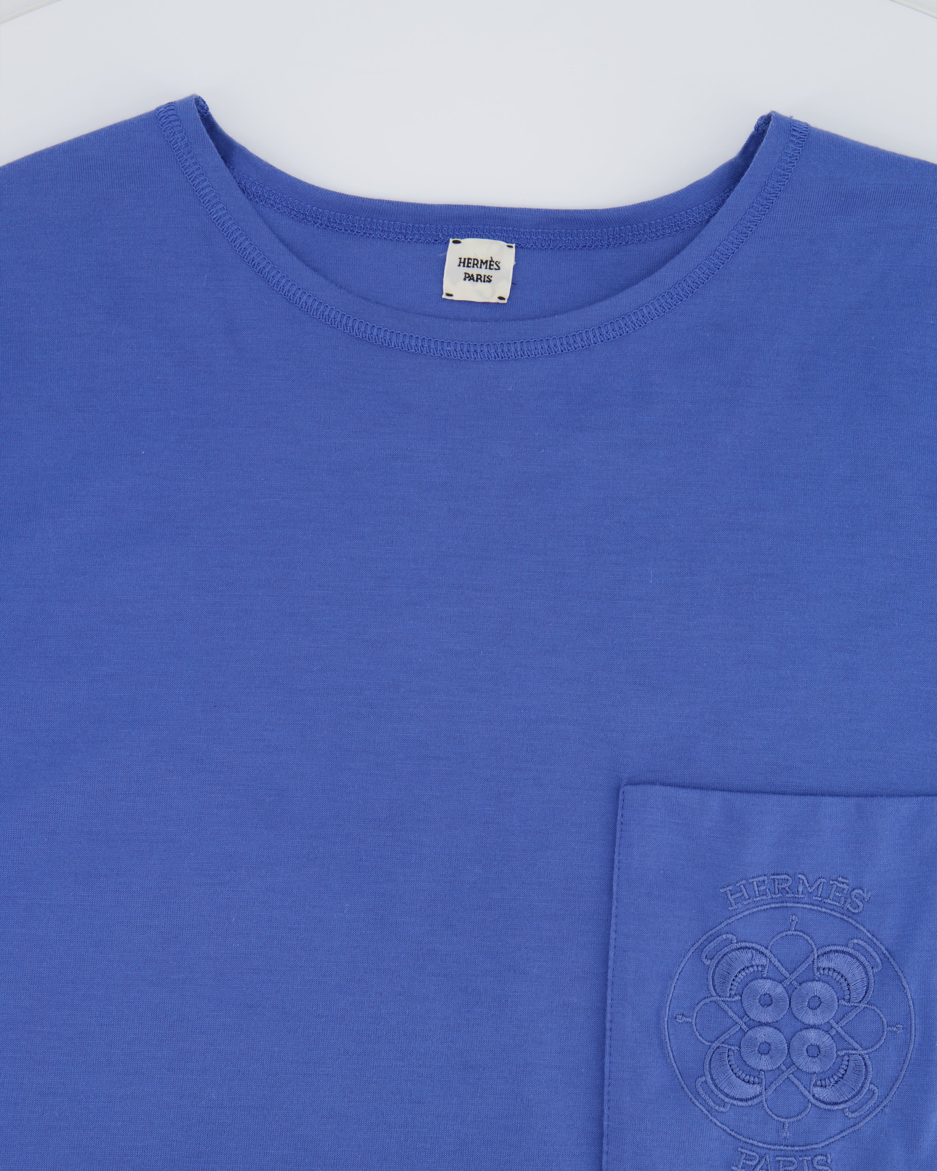 Hermès Blue T-Shirt with Logo Detail Size FR 38 (UK 10) - Image 3