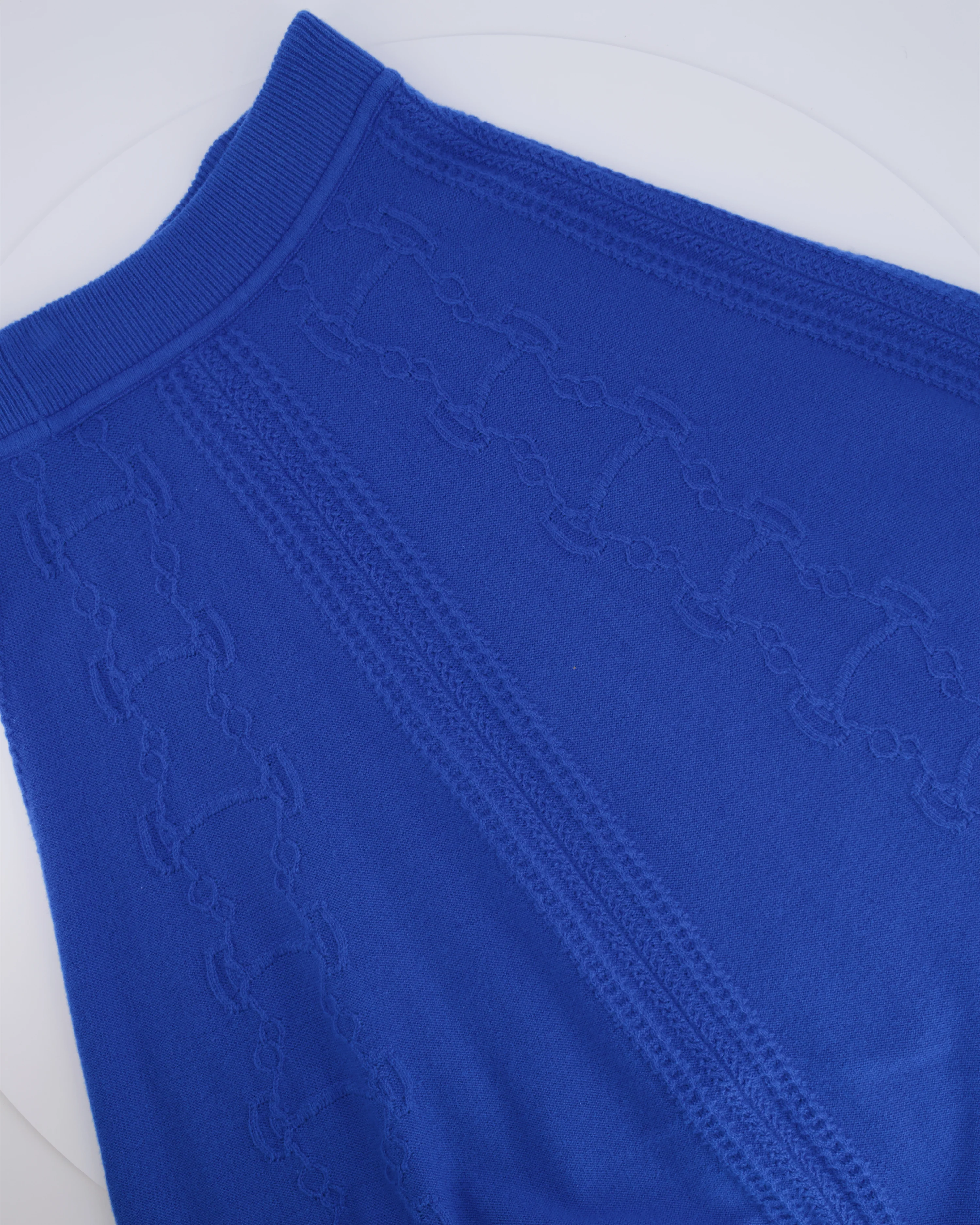 Hermès Blue Wool Knitted Midi Skirt with Embroideries Size FR 40 (UK 12) - Image 5