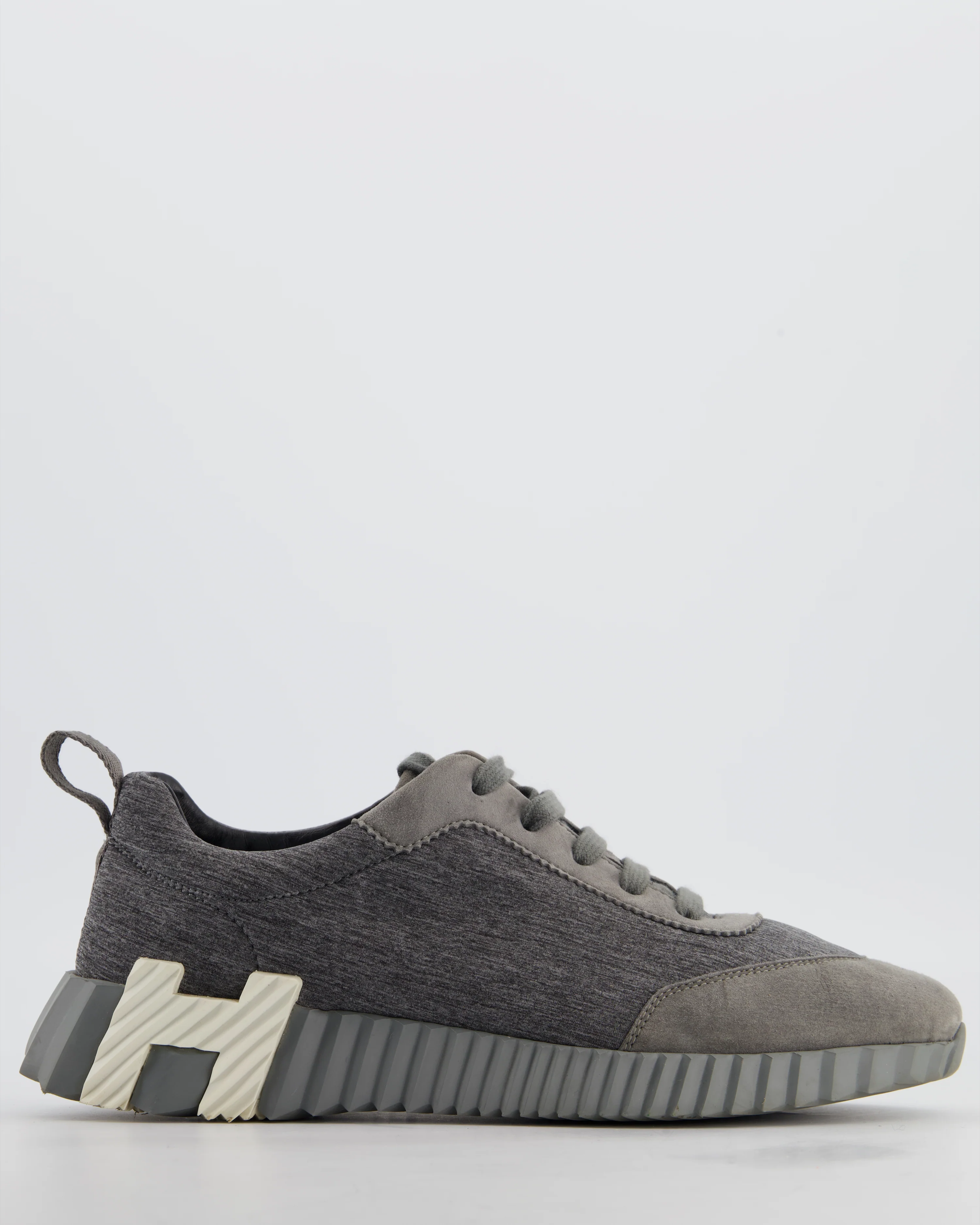 Hermès Bouncing Trainers in Gris Osmium & Gris Orage Goatskin Leather Size EU 38.5