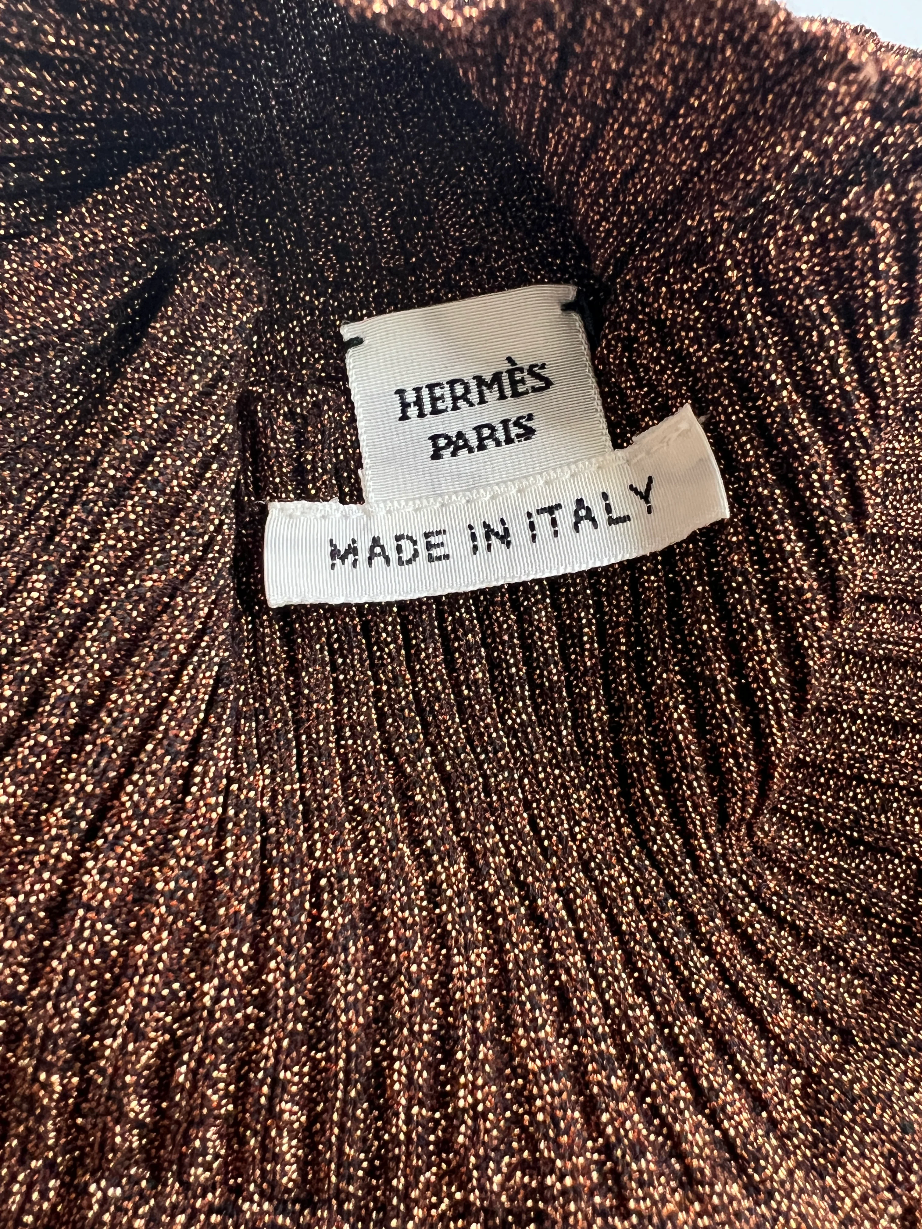 Hermès Bronze Metallic Knitted Longsleeve Jumper Size FR 34 (UK 6) - Image 10