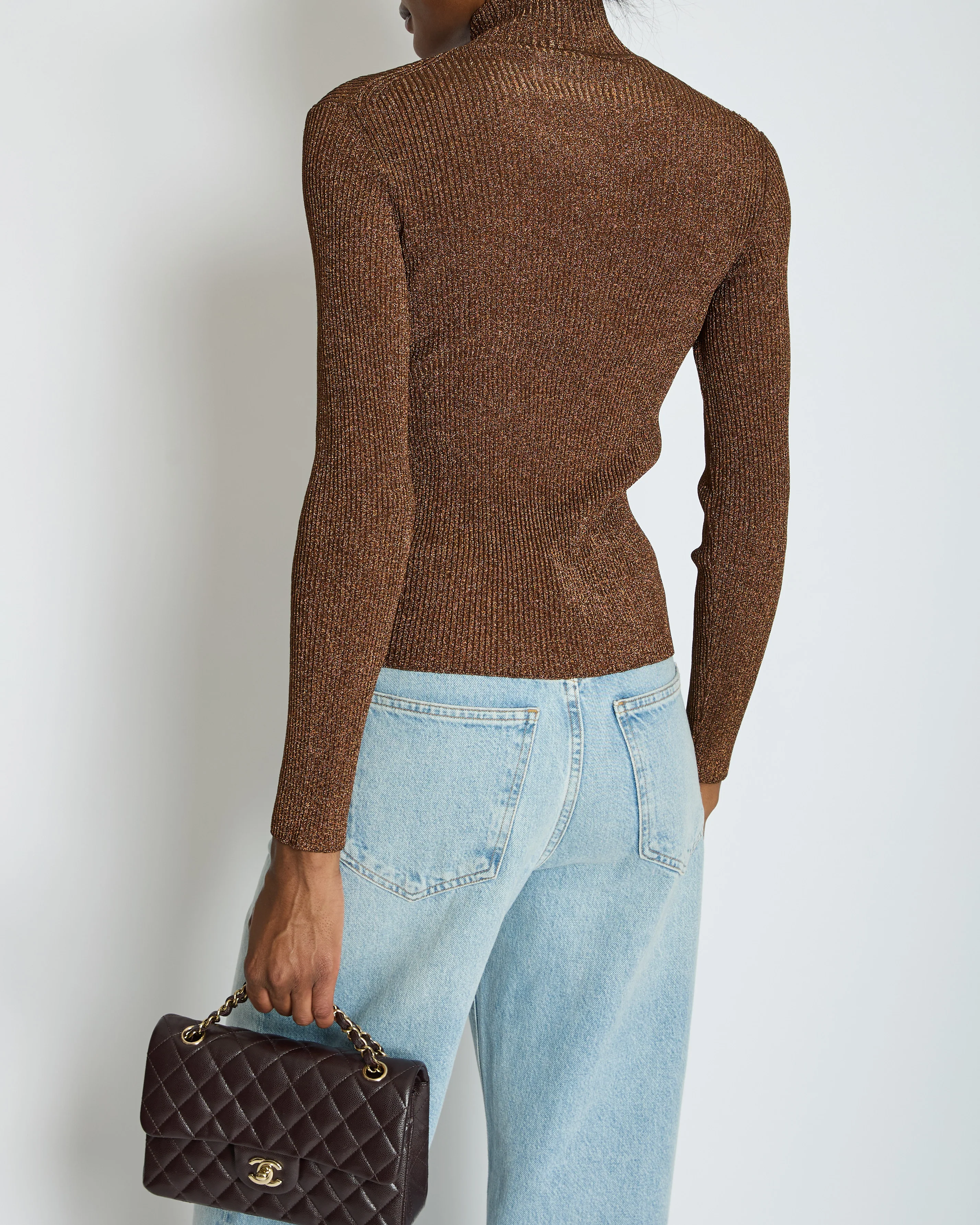Hermès Bronze Metallic Knitted Longsleeve Jumper Size FR 34 (UK 6) - Image 3