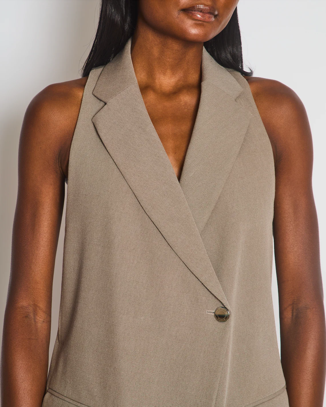 Hermès Brown Longline Wool Vest with Silver Buttons Size FR 34 (UK 6) - Image 5