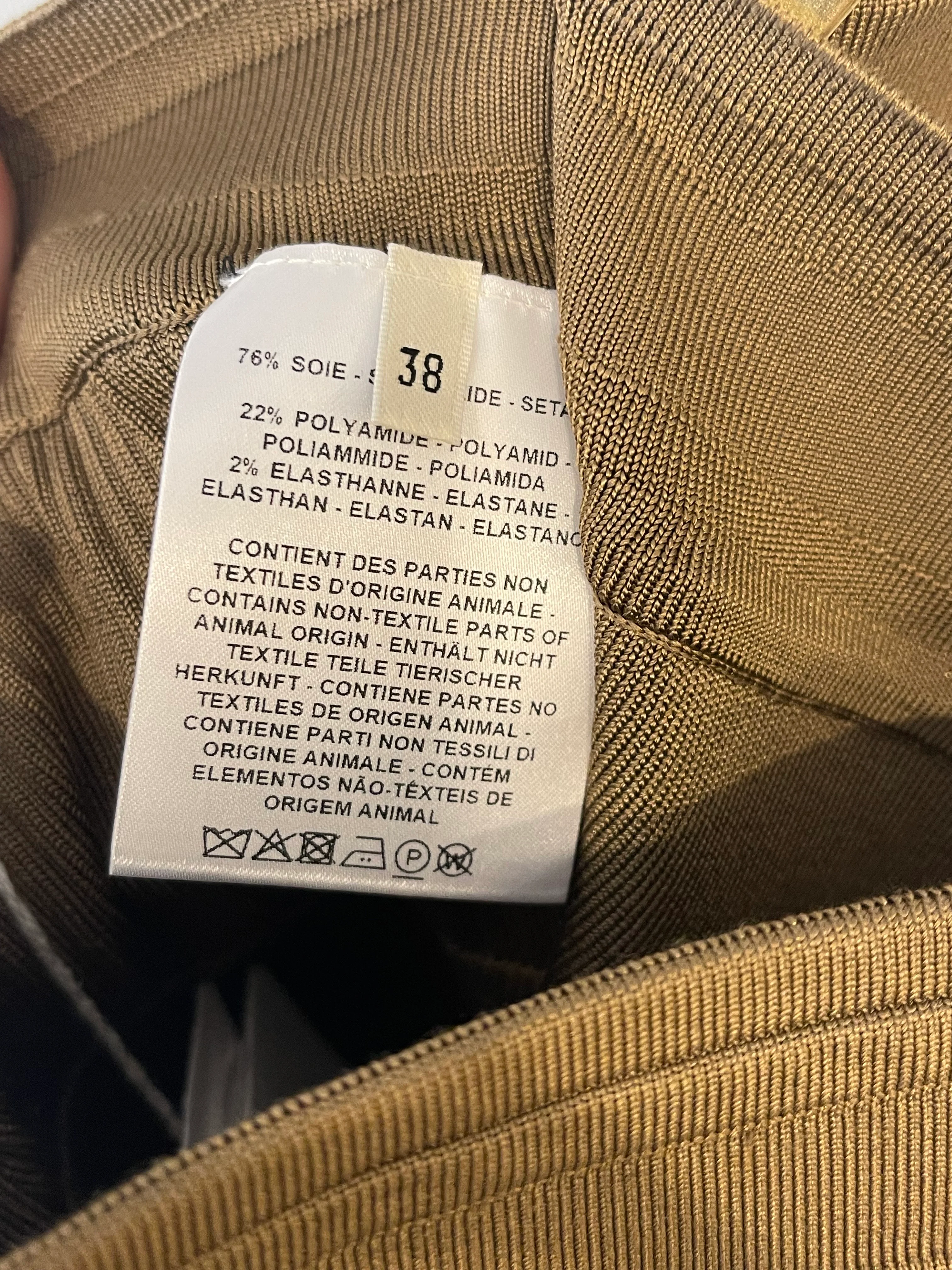 Hermès Brown Ribbed-Knit Silk Leggings Size FR 38 (UK 10) - Image 13