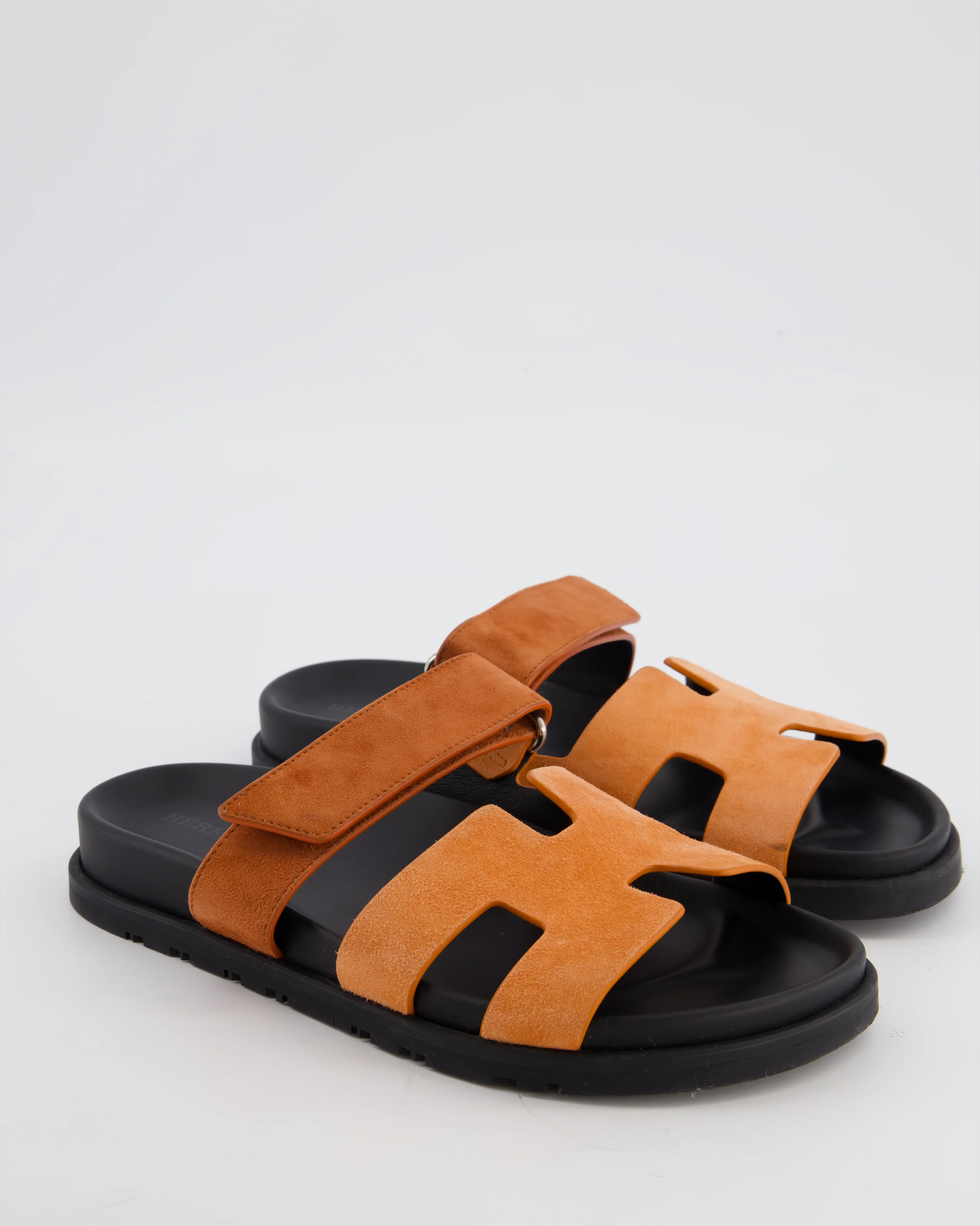 Hermès Burnt Orange Suede Chypre Sandals Size EU 37.5 - Image 2