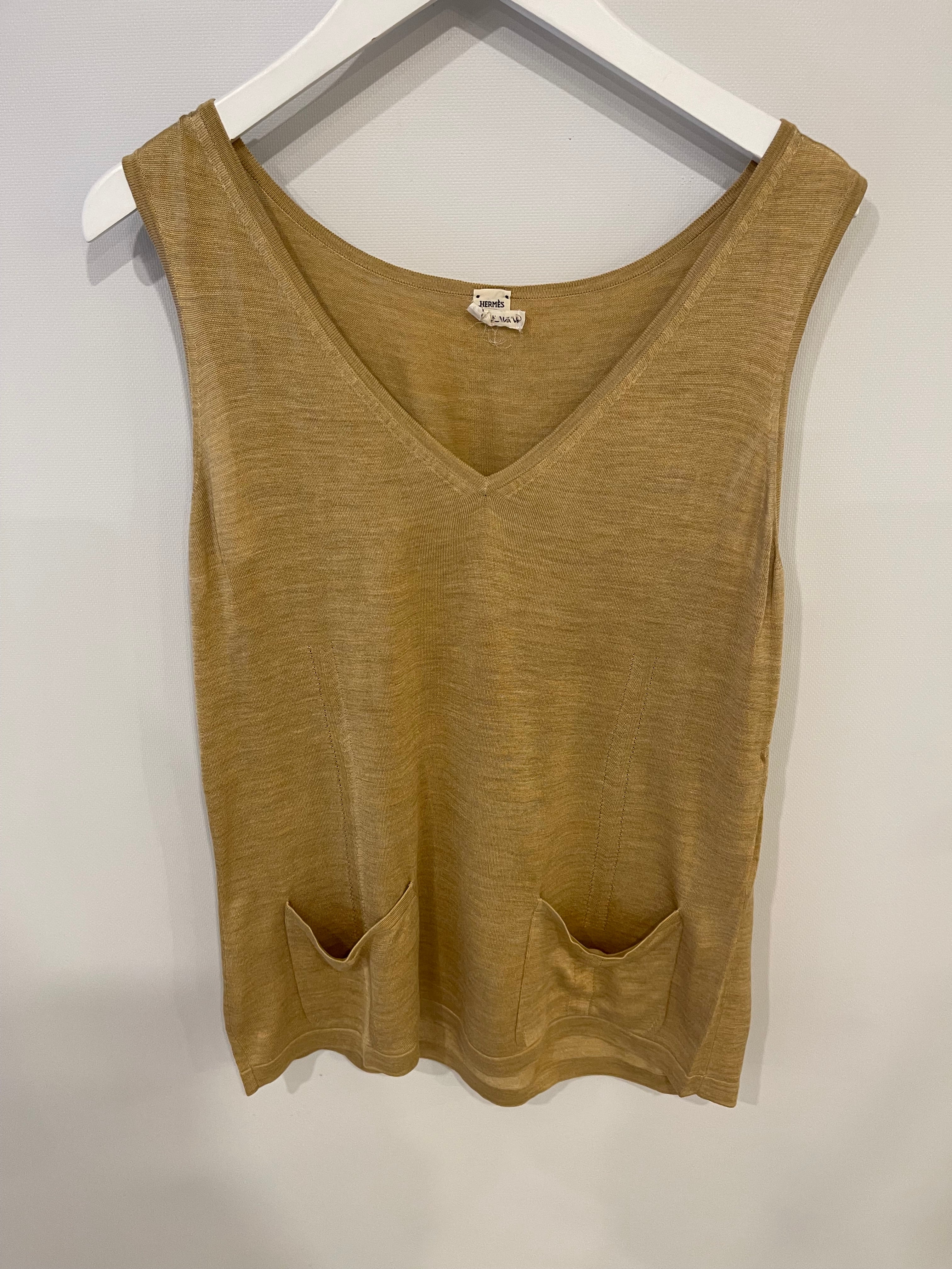 Hermès Camel Silk Tank Top Size FR 42 (UK 14) - Image 3