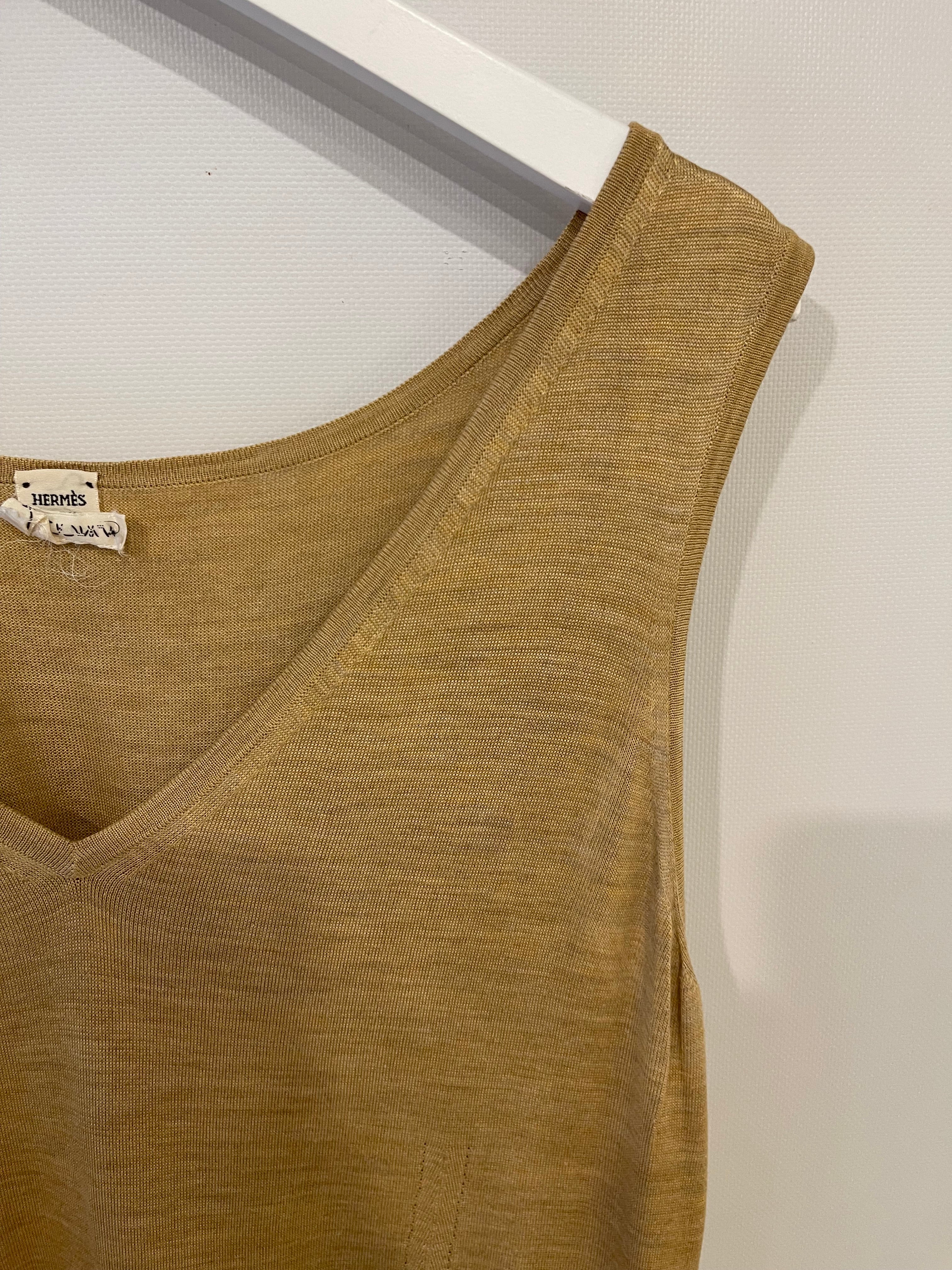 Hermès Camel Silk Tank Top Size FR 42 (UK 14) - Image 5