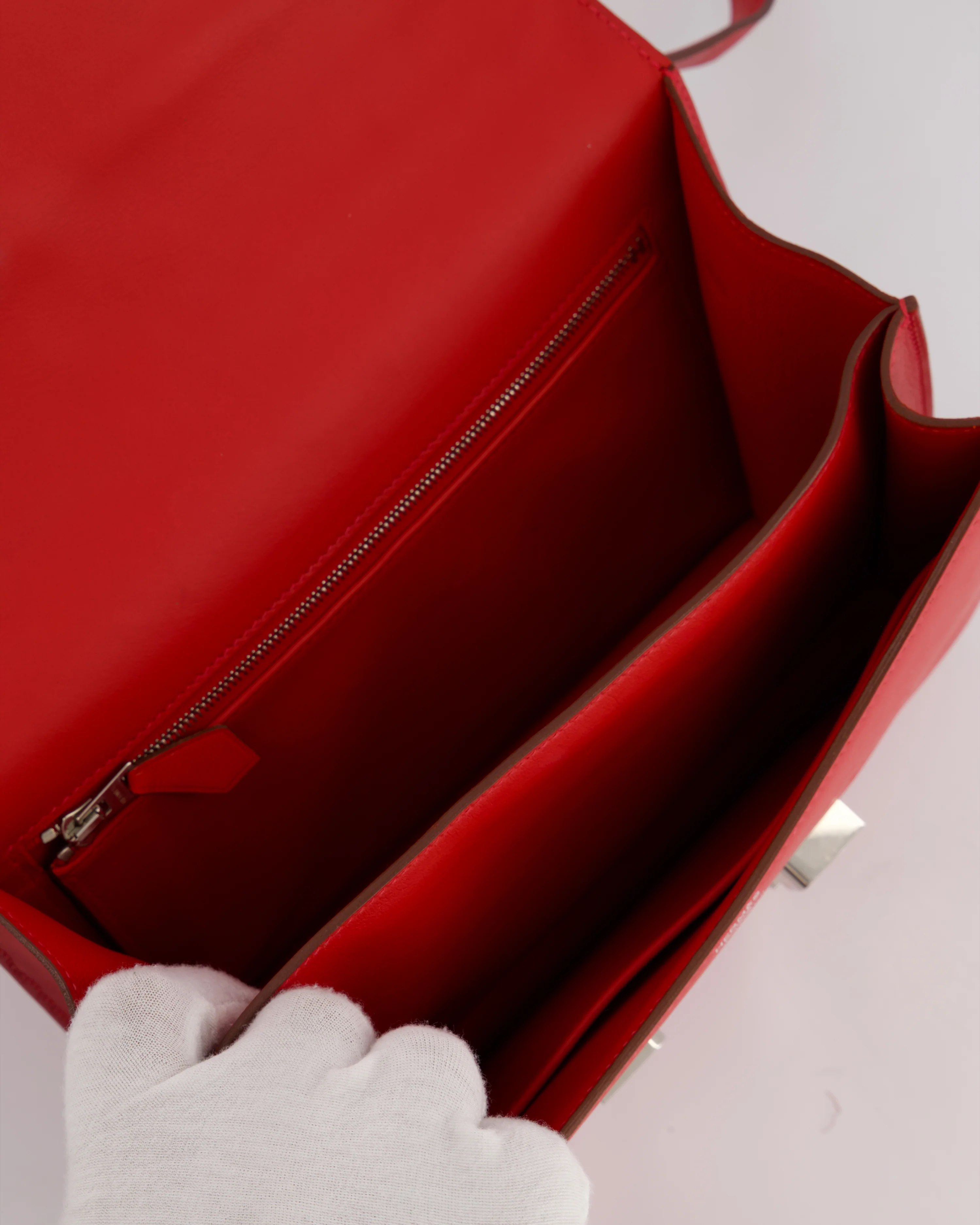 *FIRE PRICE* Hermès Constance III 24 Bag in Rouge Vif Evercolor Leather with Palladium Hardware - Image 21