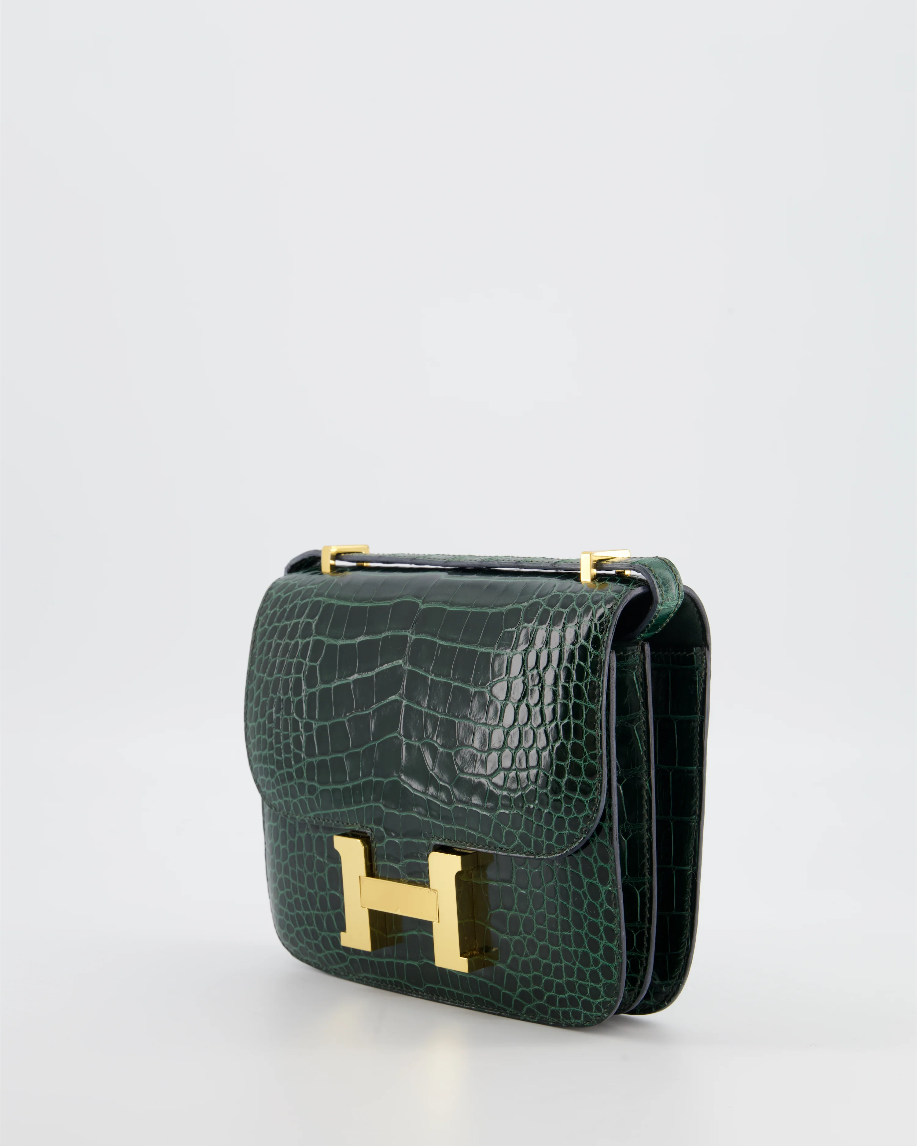 Hermès Constance III 18 Bag in Shiny Alligator Vert Fonce with Gold Hardware - Image 10