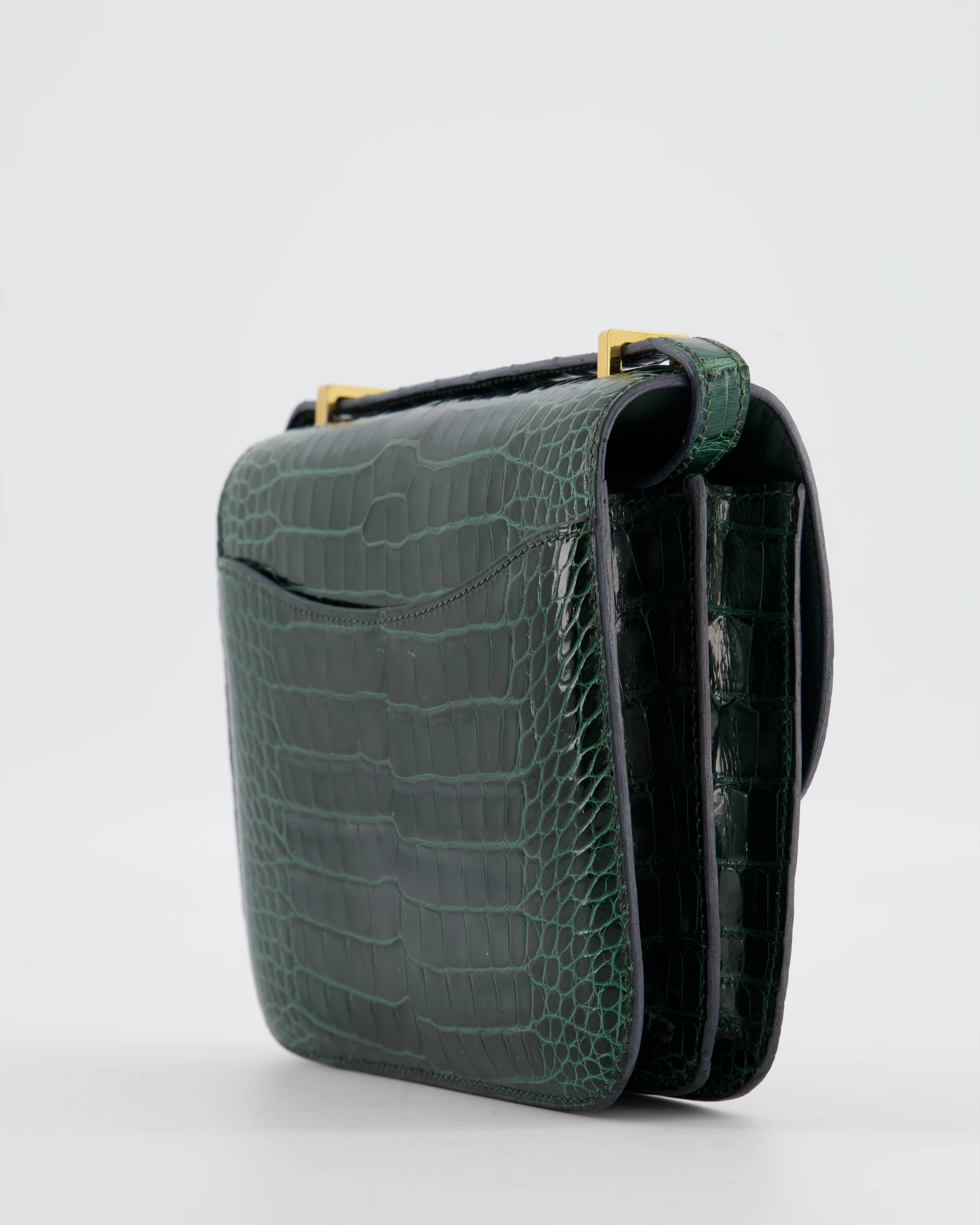 Hermès Constance III 18 Bag in Shiny Alligator Vert Fonce with Gold Hardware - Image 13