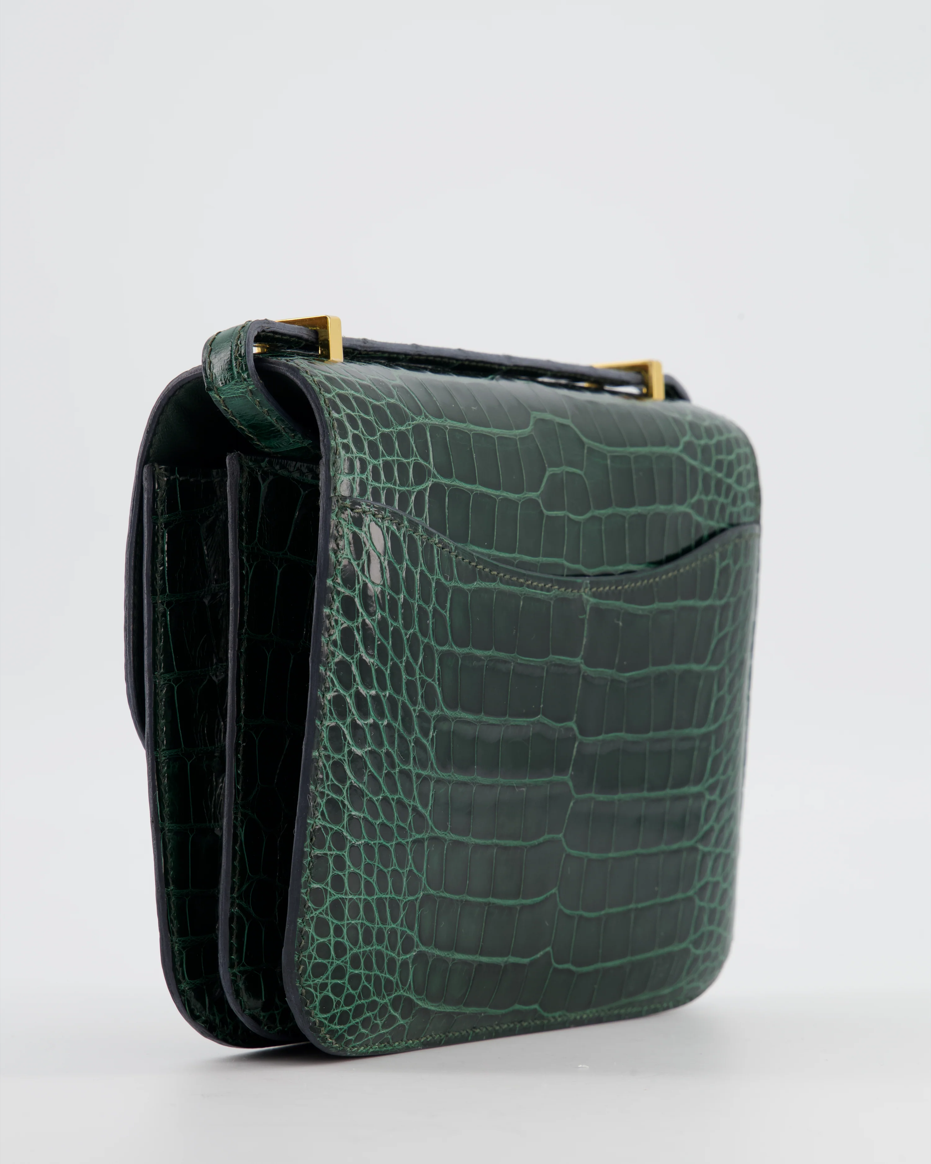 Hermès Constance III 18 Bag in Shiny Alligator Vert Fonce with Gold Hardware - Image 14