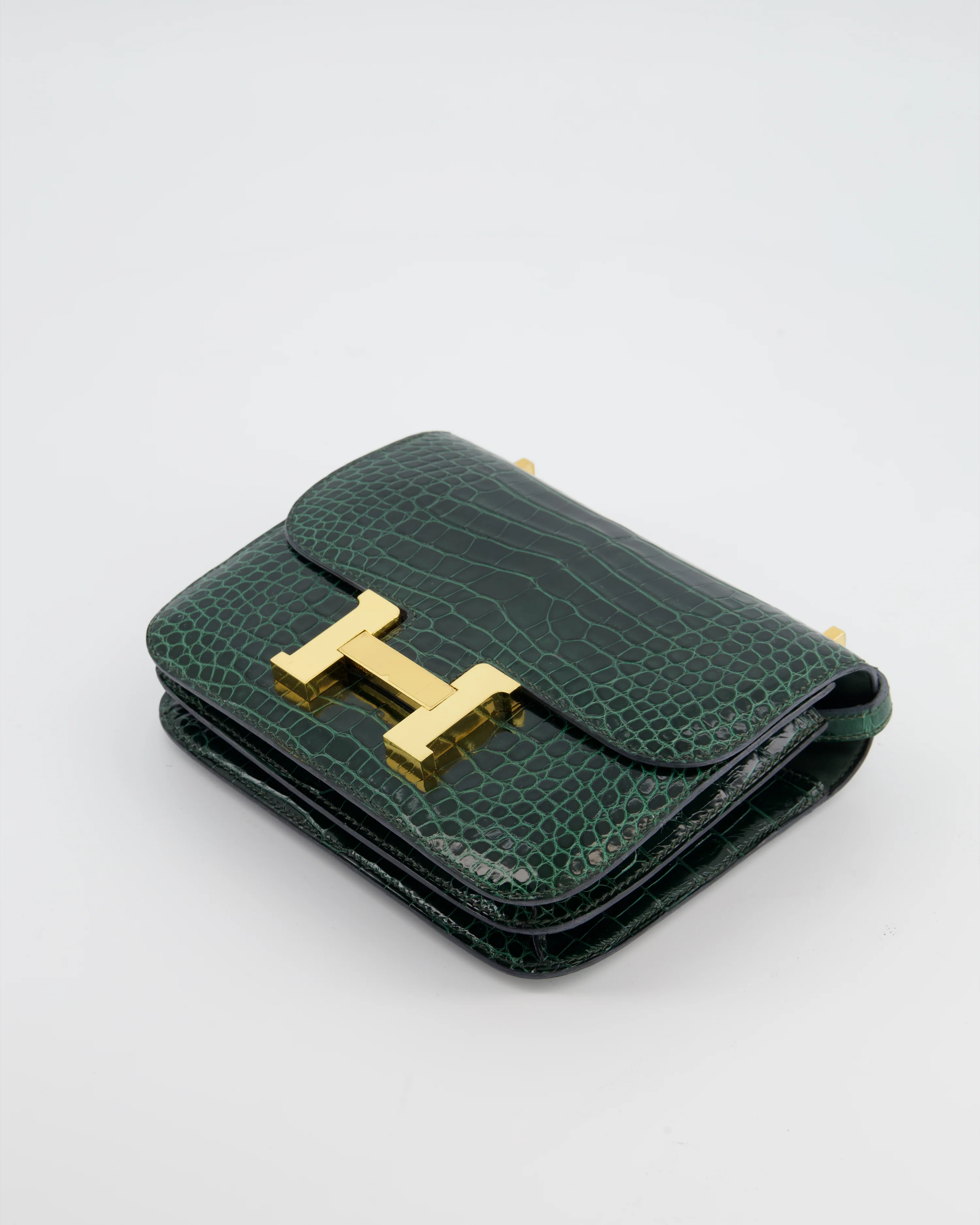 Hermès Constance III 18 Bag in Shiny Alligator Vert Fonce with Gold Hardware - Image 20