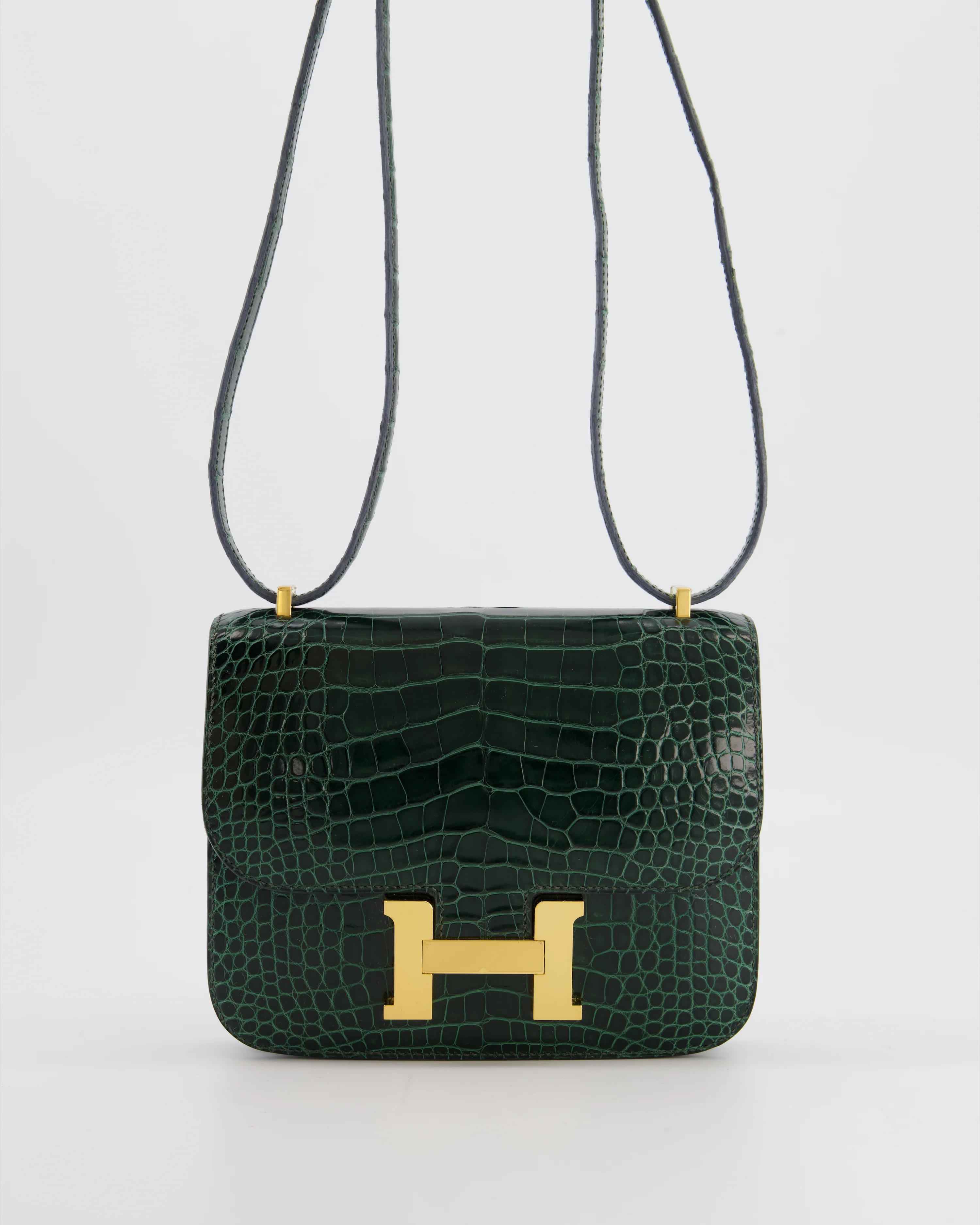 Hermès Constance III 18 Bag in Shiny Alligator Vert Fonce with Gold Hardware - Image 3