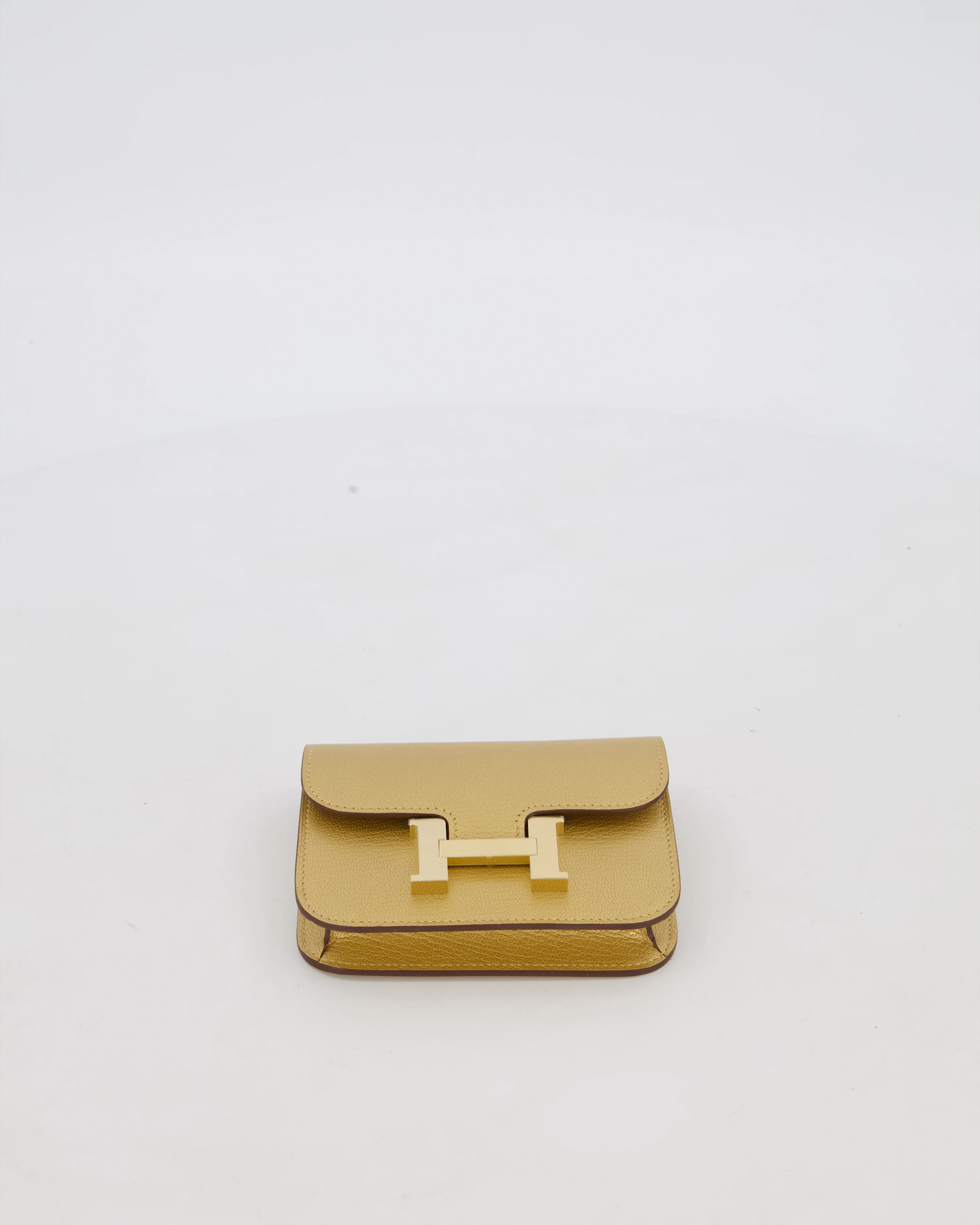Hermès Constance Slim Belt Wallet Bag in Dore Chamkilight Chevre Leather with Permabrass Hardware - Image 12