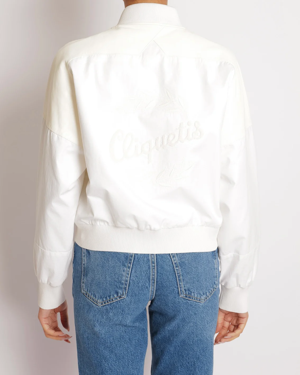 Hermès Spring 2022 Runway Cream Cliquetis Bomber Jacket with Leather and Logo Details Size FR 38 (UK 10) - Image 3
