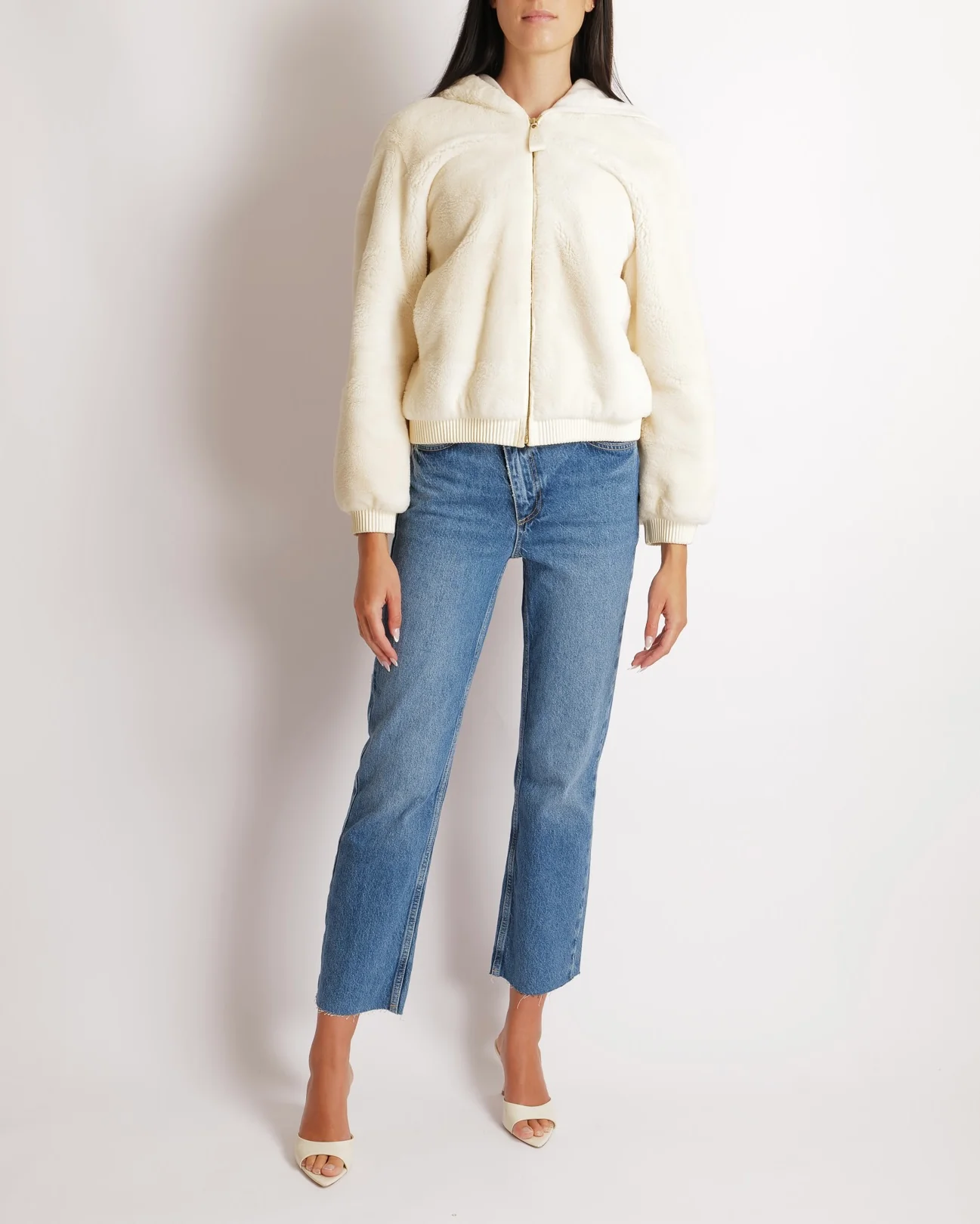 Hermès Cream Cashmere and Shearling Zip Up Hooded Jacket with Leather Cuff and Waistband Details Size FR 36 (UK 8) RRP £13,750 - Image 5