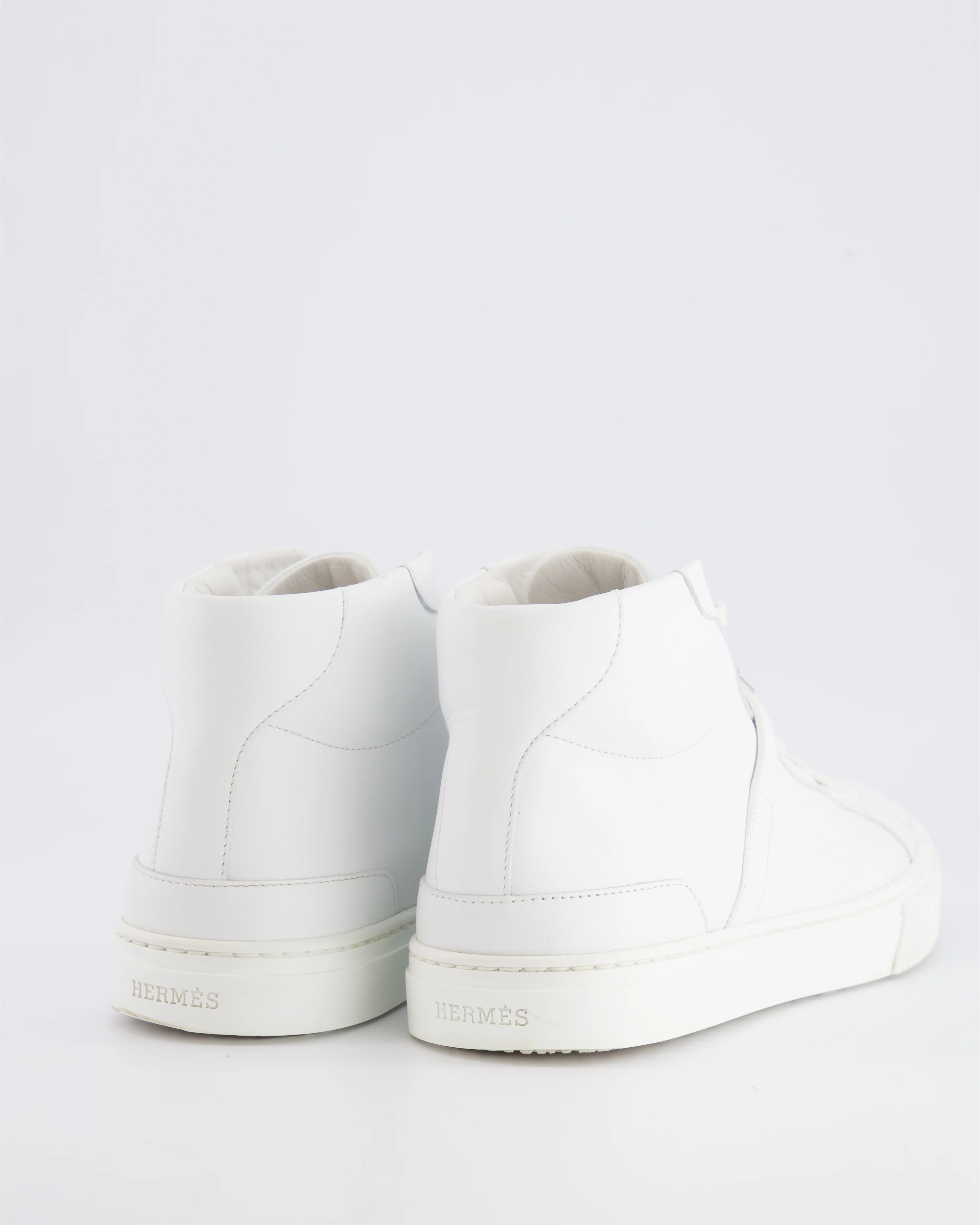 Hermès Daydream High Top Trainers in White Calfskin Leather with Palladium Kelly Buckle Detail Size EU 37 RRP £1,100 - Image 3