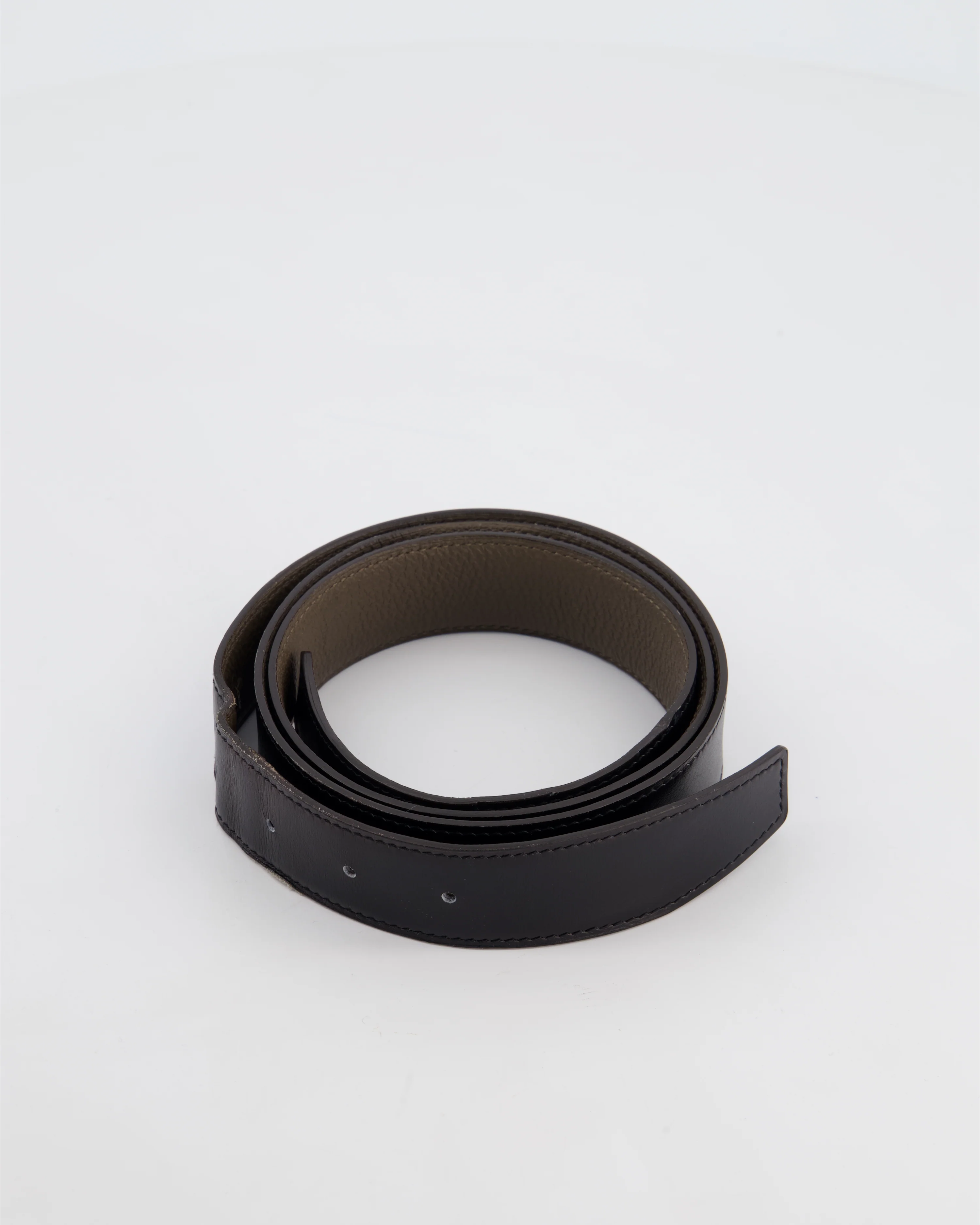 Hermès Double Sided Belt in Black and Etoupe 120cm