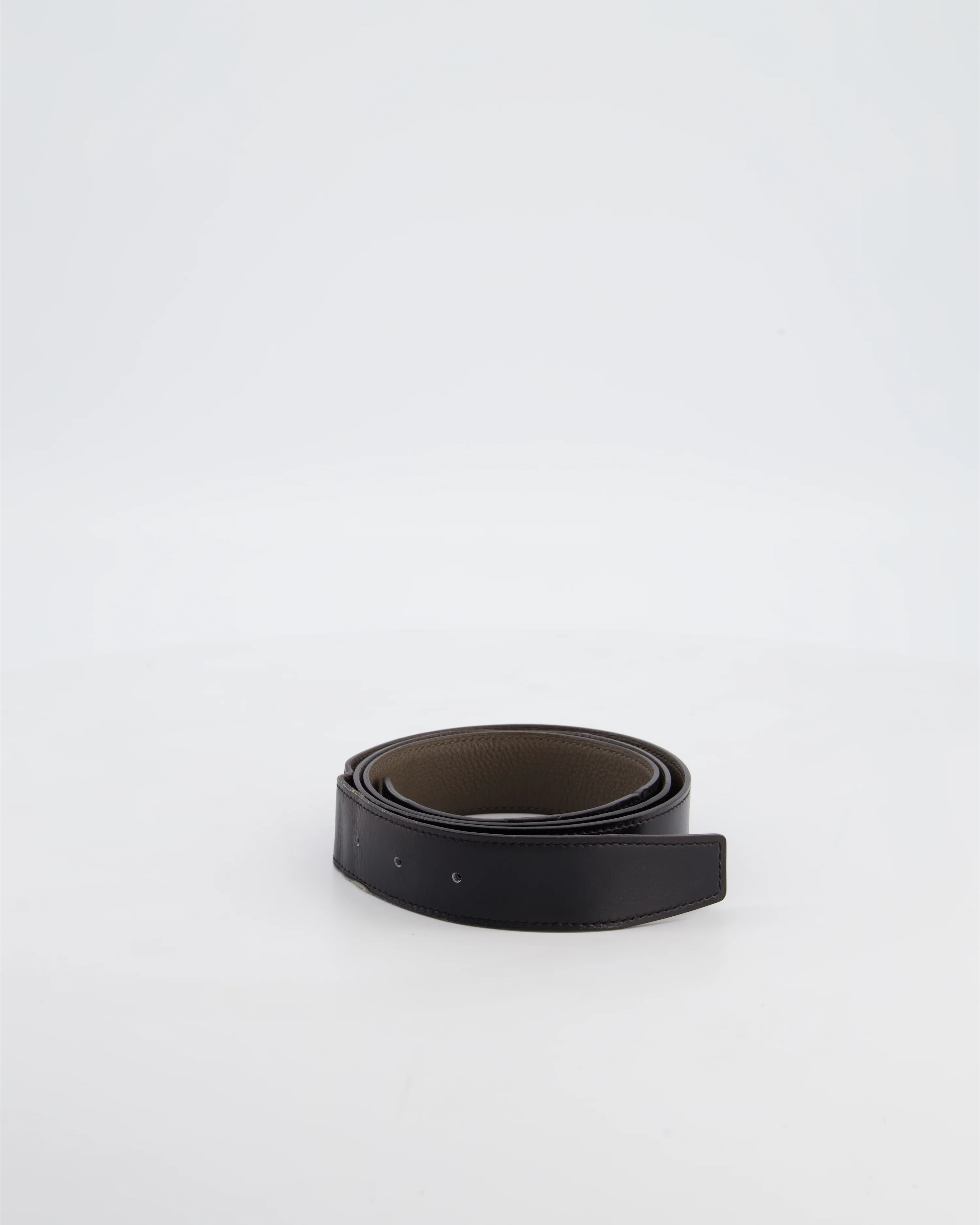 Hermès Double Sided Belt in Black and Etoupe 120cm - Image 2
