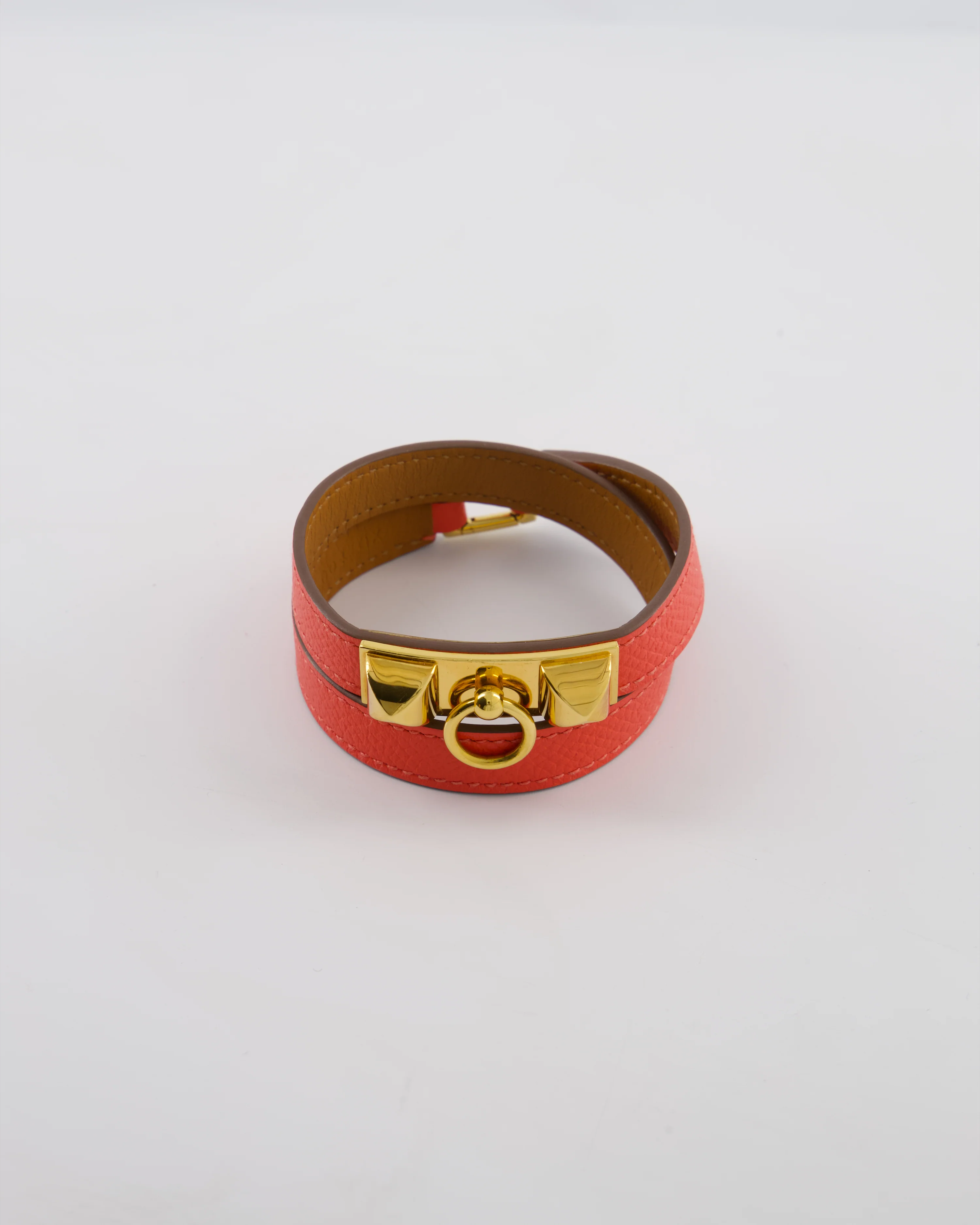 Hermès Double Tour Bracelet in Rose Jaipur Epsom Leather with Gold Hardware - Image 3