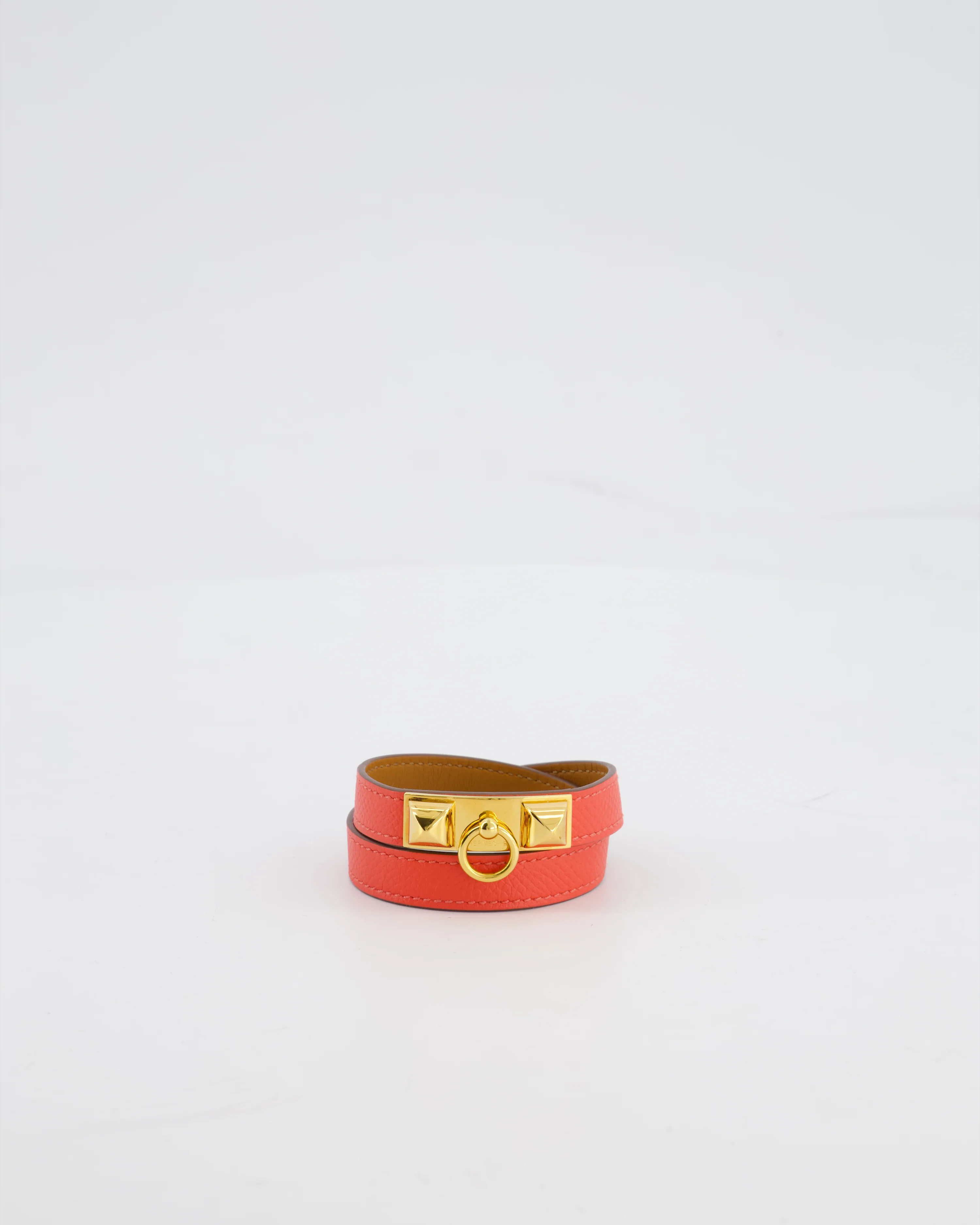 Hermès Double Tour Bracelet in Rose Jaipur Epsom Leather with Gold Hardware - Image 4